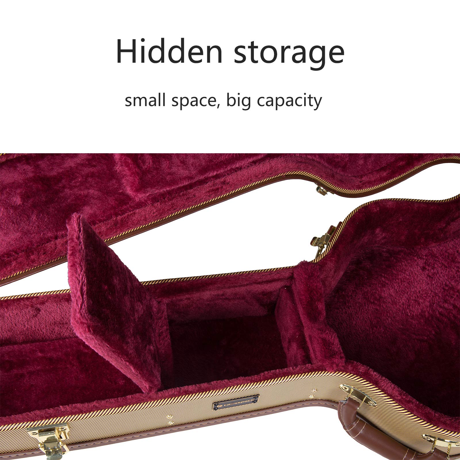 Premium Crossrock Wooden Guitar Case for 335 Style 6-String Semi-Hollow Electric Guitars - Durable Stainless Steel Latches, Protective Sponge Lining, Metal Feet & Storage Space - Vinyl Tweed (CRW620SATW) - Perfect for Gigging Musicians & Professional Storage