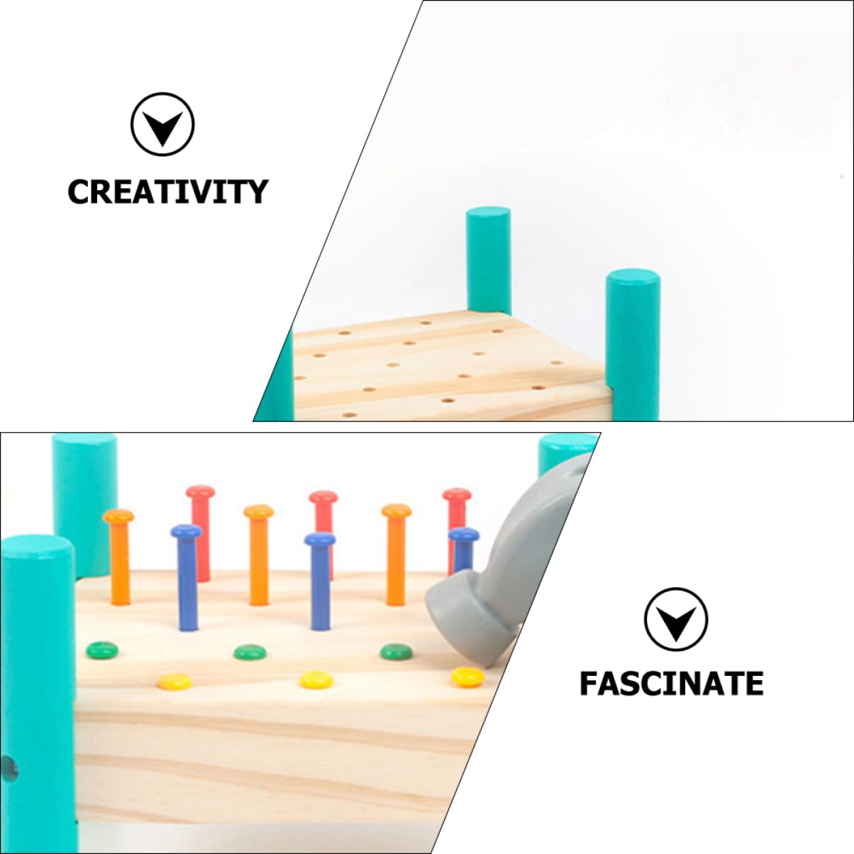 Hohopeti Wooden Hammering and Pounding Toy Set - Brain Development & Matching Game for Toddlers - Perfect for Early Learning, Fine Motor Skills Practice, and Montessori Playtime at Home or Preschool