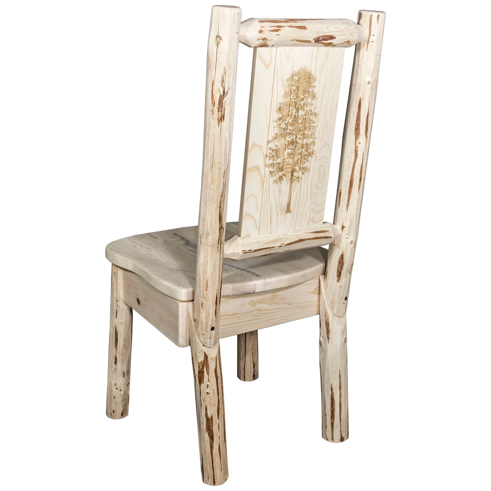 Montana Side Chair with Laser Engraved Design - Modern Wooden Dining Chair for Kitchen, Living Room & Office - Perfect for Home Decor & Small Spaces