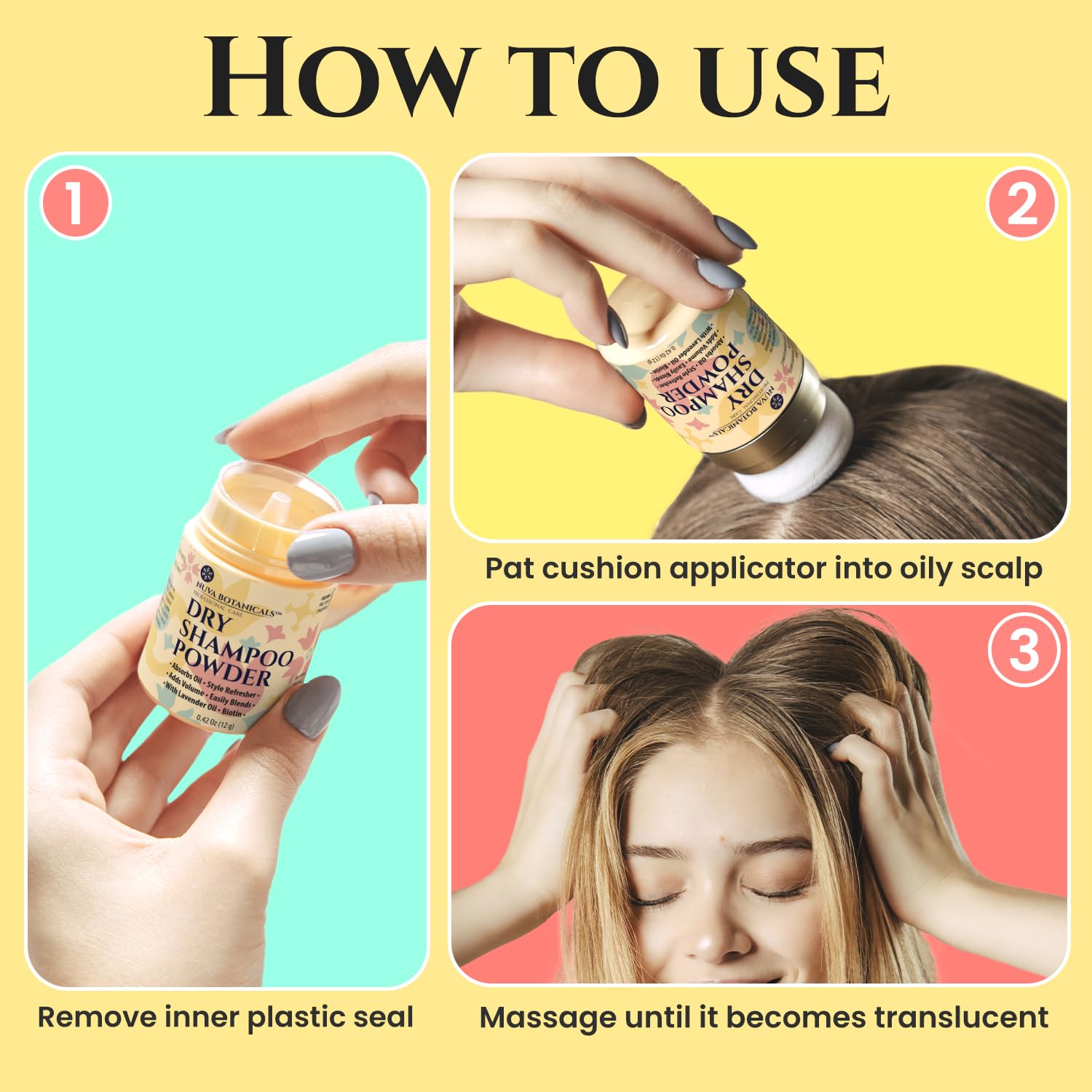 Biotin & Lavender Dry Shampoo Powder with Korean Ginseng - Volumizing & Oil Absorbing Travel Size (0.42 oz) for Women & Men - Perfect for Gym, Travel & Quick Hair Refresh