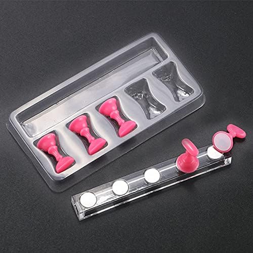 KRENI Magnetic Acrylic Nail Display Stand - Nail Tip Holder for Manicure Practice, DIY Nail Art - Perfect for Professional Salons & Home Use (Pink) - Great Gift for Women & Girls Who Love Nail Art