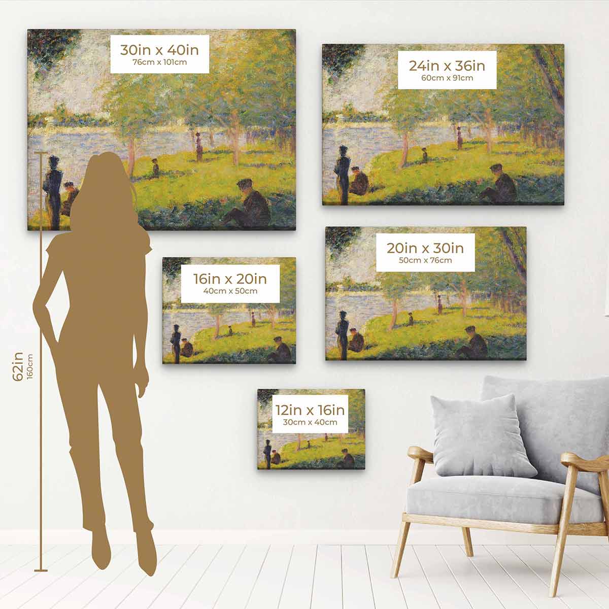 Green Lake Wall Art Canvas Print - Nature Landscape Decor for Living Room, Bedroom & Office - 4831