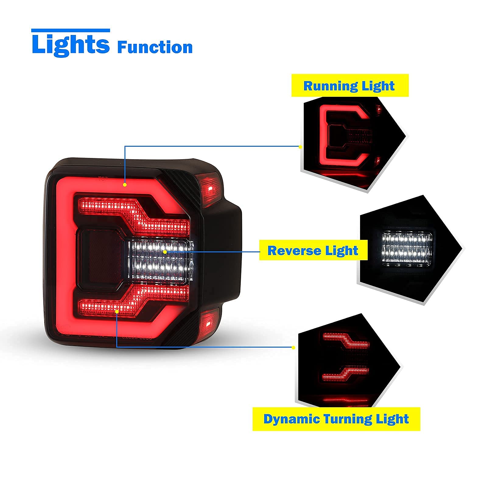 WOLFSTORM LED Tail Lights for 2018-2023 Jeep Wrangler JL - Sequential Turn Signal Lights, Smoked Lens Design - Perfect for Off-Roading & Night Driving