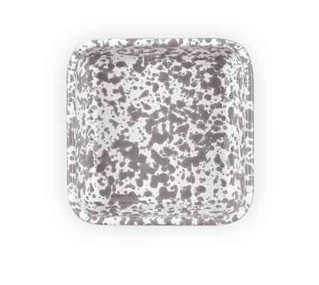 Small Square Enamelware Dish 4.75 Inch - Vintage Grey Marble Design | Perfect for Serving Appetizers, Desserts or Home Decor