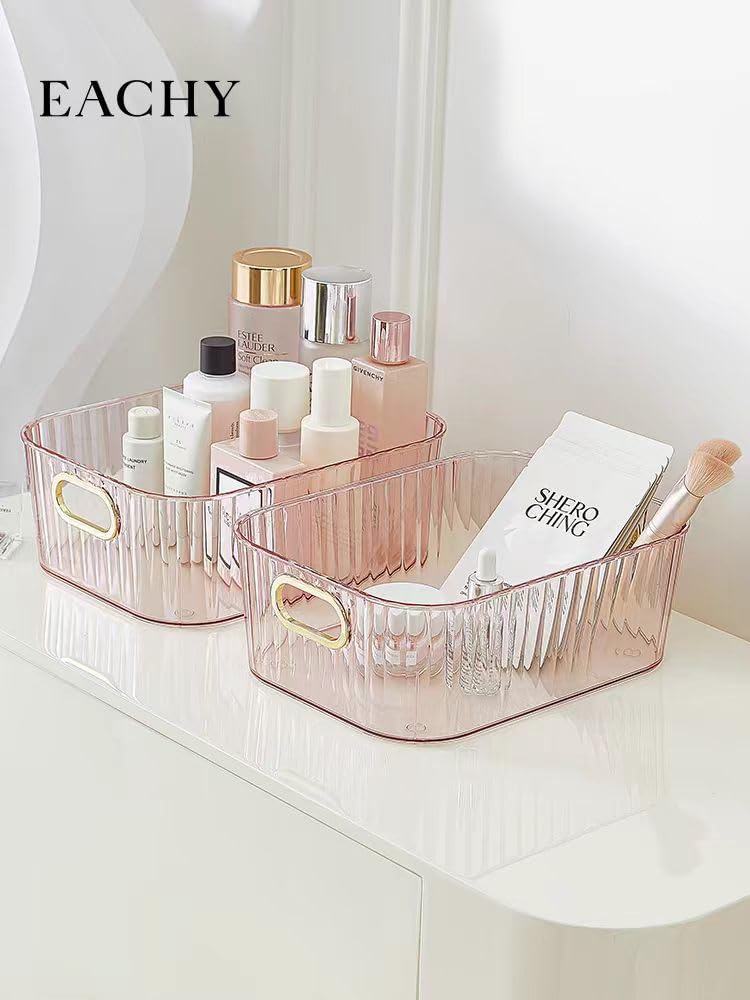 Pink Makeup Organizer & Skincare Organizer Set - Large & Medium Countertop Storage for Cosmetics, Brushes, Beauty Products - Perfect for Vanity, Bathroom, Dressing Table Organization
