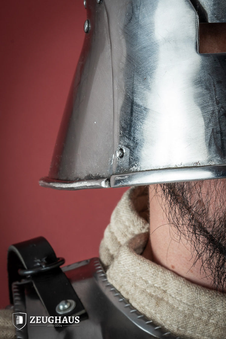 Polished 1.6mm Medieval Infantry Sallet Helmet - Authentic Knight Armor for LARP, Cosplay & Renaissance Fairs