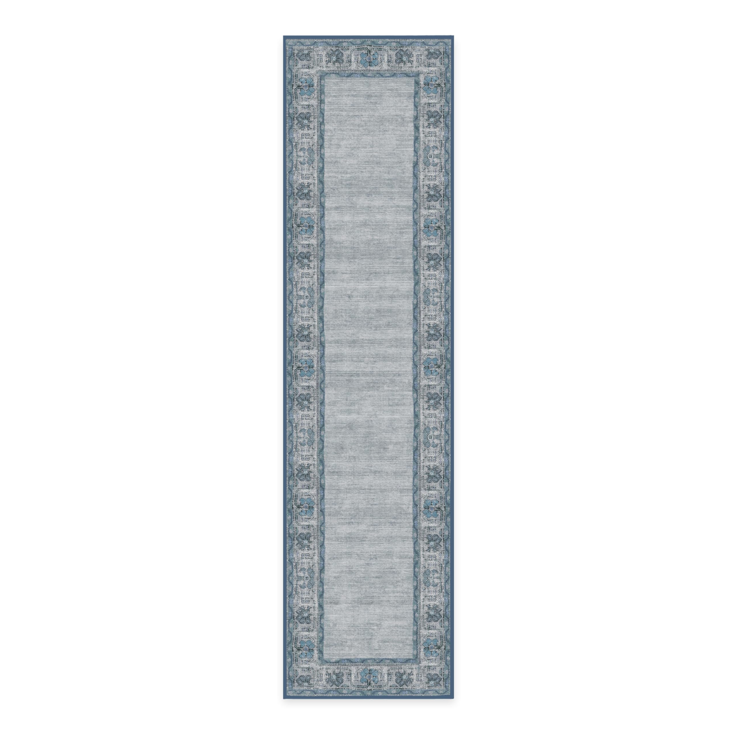 Ruggable Washable 2x10 Runner Rug - Zinnia Blue | Non-Slip Premium Hallway, Kitchen, Entryway Rug | Machine Washable for Easy Cleaning | Perfect for High Traffic Areas & Home Decor