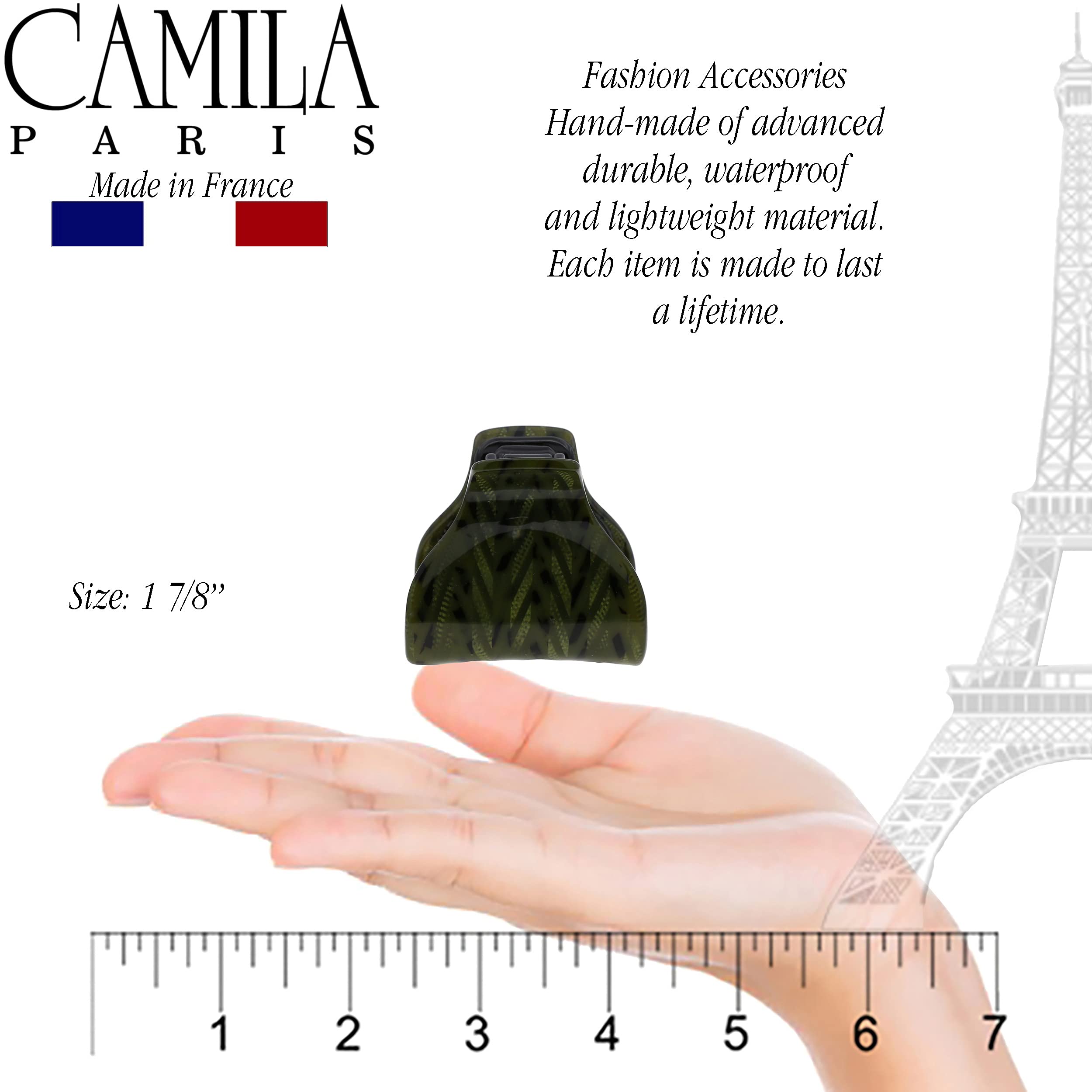 Camila Paris CP3264 French Hair Clip for Women - Strong Hold No Slip Grip Hair Claw for Long Curly Wavy Hair | Green Jaw Clip Hair Accessories | Made in France | Perfect for Everyday Styling, Office Wear & Special Occasions
