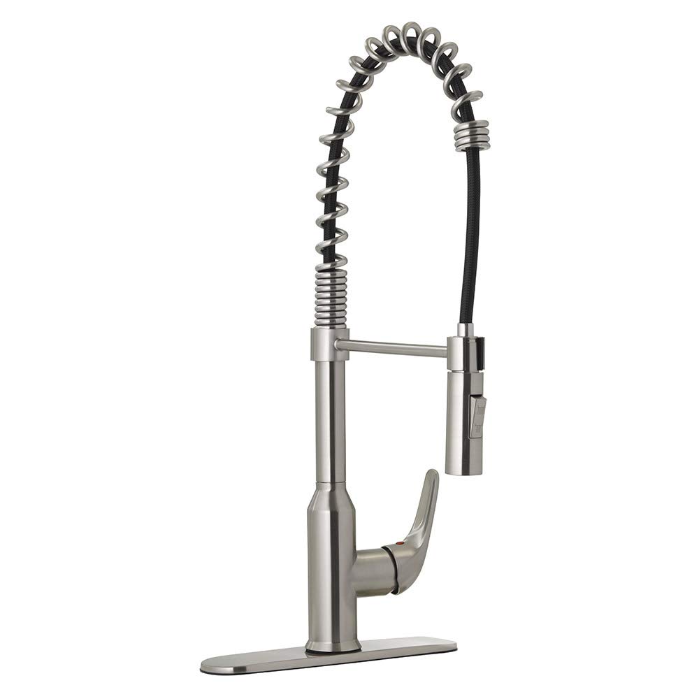 Premium Stainless Steel Spring Neck Pull-Down Kitchen Faucet with High Arc Spout - Perfect for Modern Home, Restaurant & Commercial Use