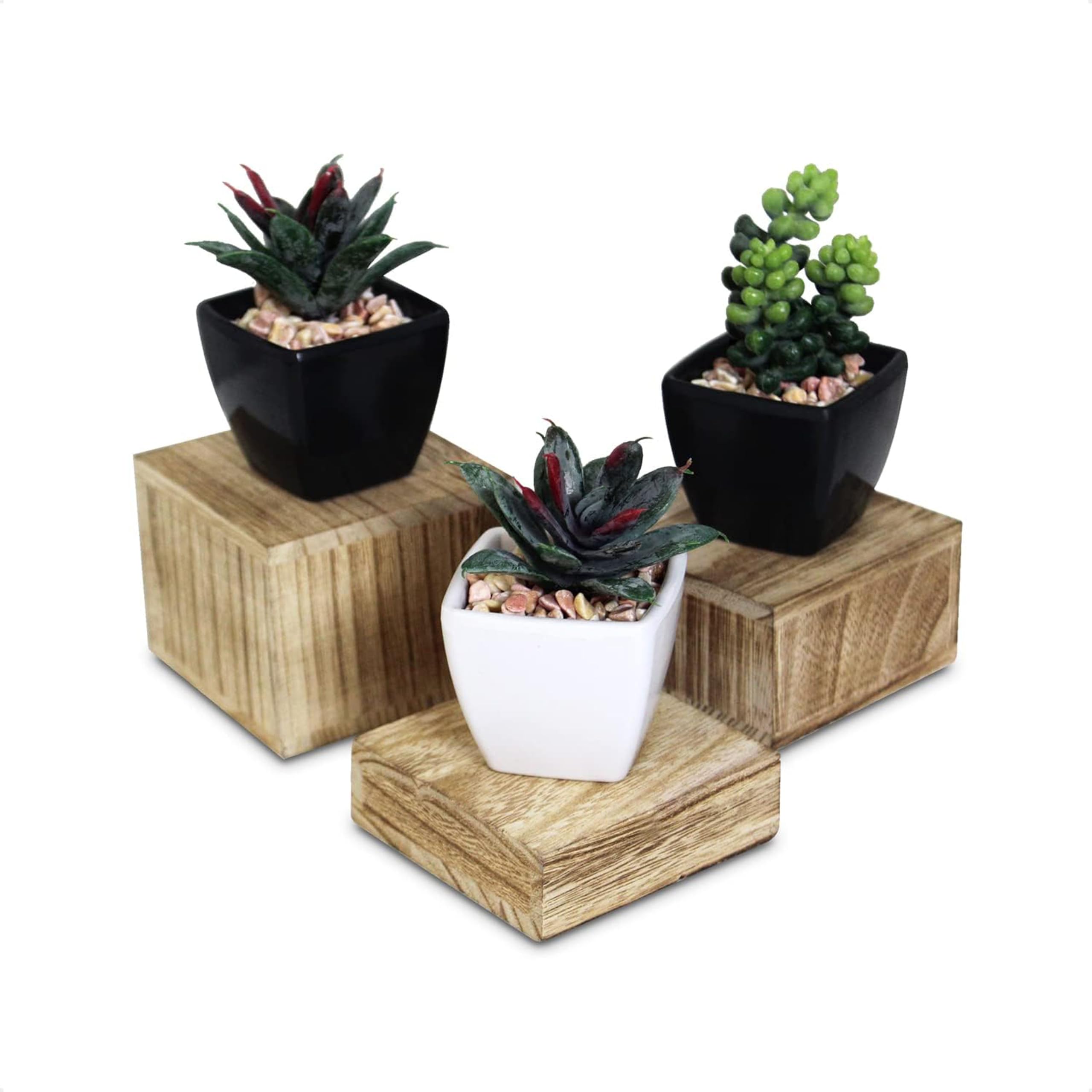Hamdan Customizable Wooden Display Risers Set - 3 Tiered Height Stands for Jewelry, Watches, Cosmetics & Accessories (Natural Wood) - Perfect for Boutique Displays, Trade Shows & Home Decor Organization
