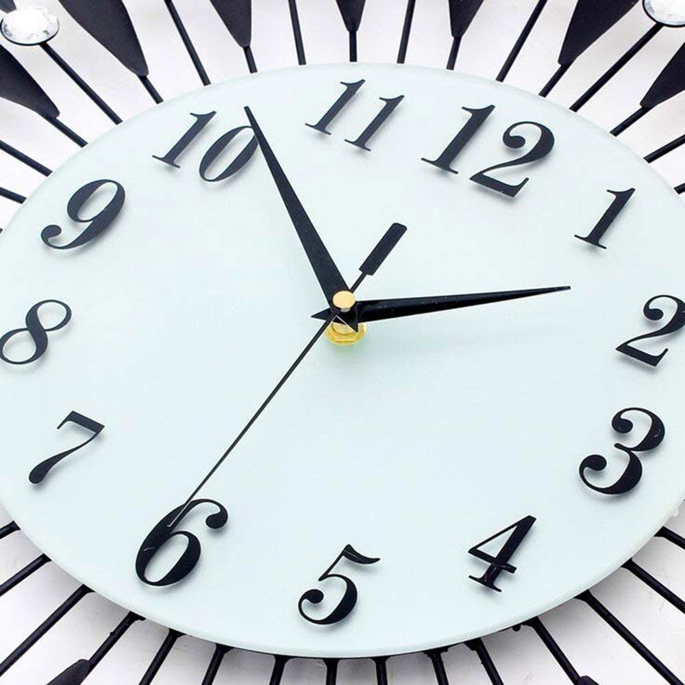 European Style Silent Wall Clock - Large 60CM Metal Frame with Glass Mirror & Dial, Sweep Second Hand - Perfect for Living Room, Bedroom, TV Backdrop & Watch Display