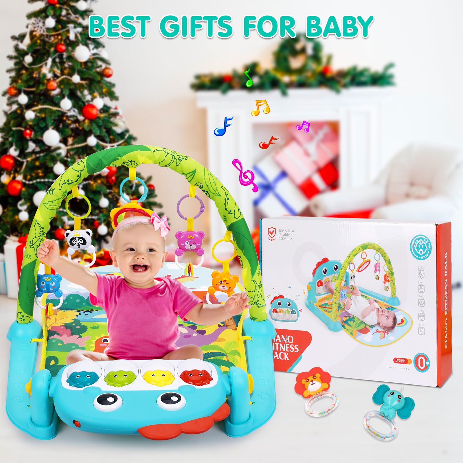 **Baby Gym Play Mat with Music & Lights - Dinosaur Style Activity Center for Newborns & Infants (0-12 Months) | Tummy Time Toy, Sensory Development & Early Learning Gift**    *(Perfect for Playtime, Crawling Practice & Interactive Fun at Home or Daycare!)*