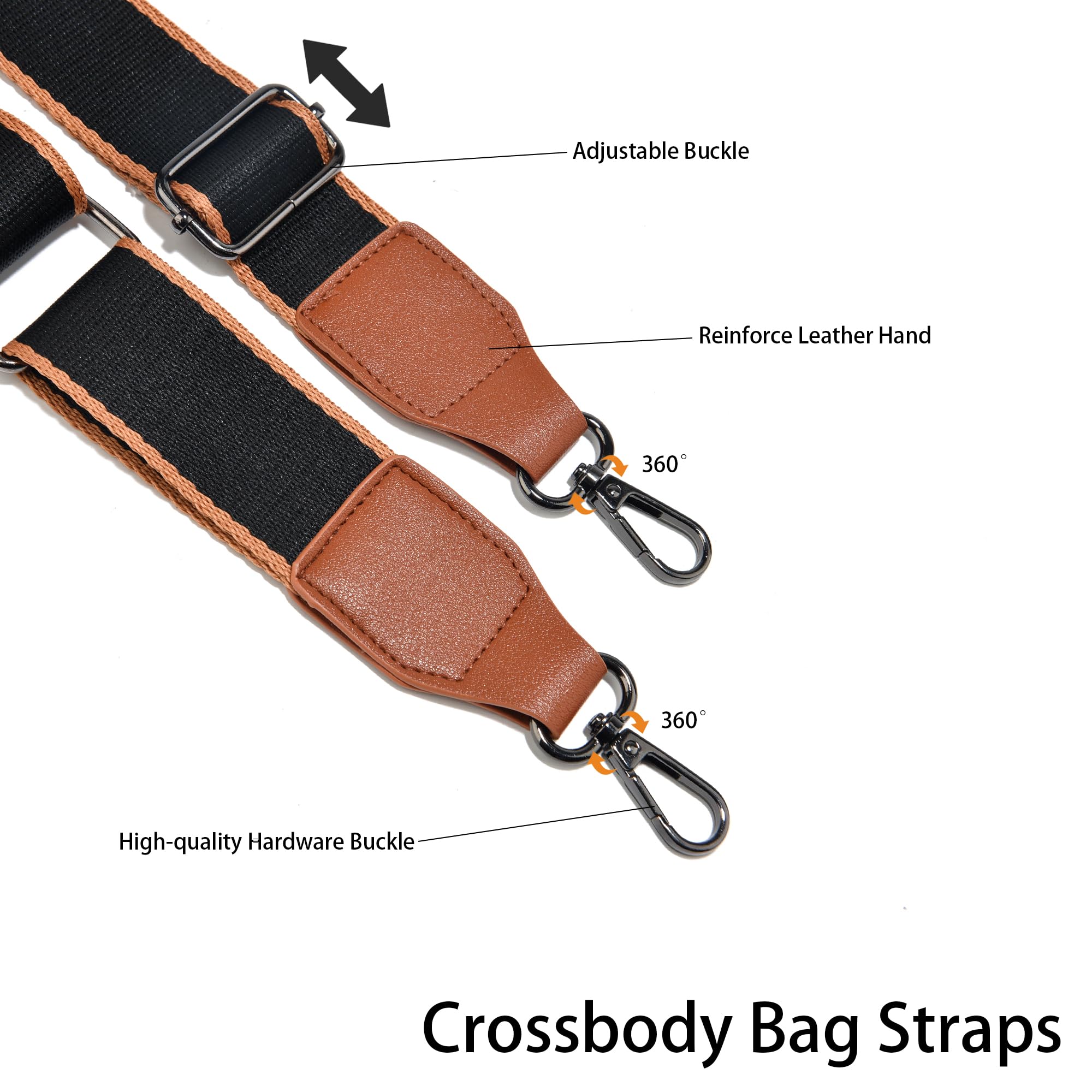 Adjustable Wide Leather Purse Strap Replacement - Gun Black Hardware - Compatible with Handbags, Totes & Shoulder Bags - Perfect for Daily Use, Shopping & Travel Accessories