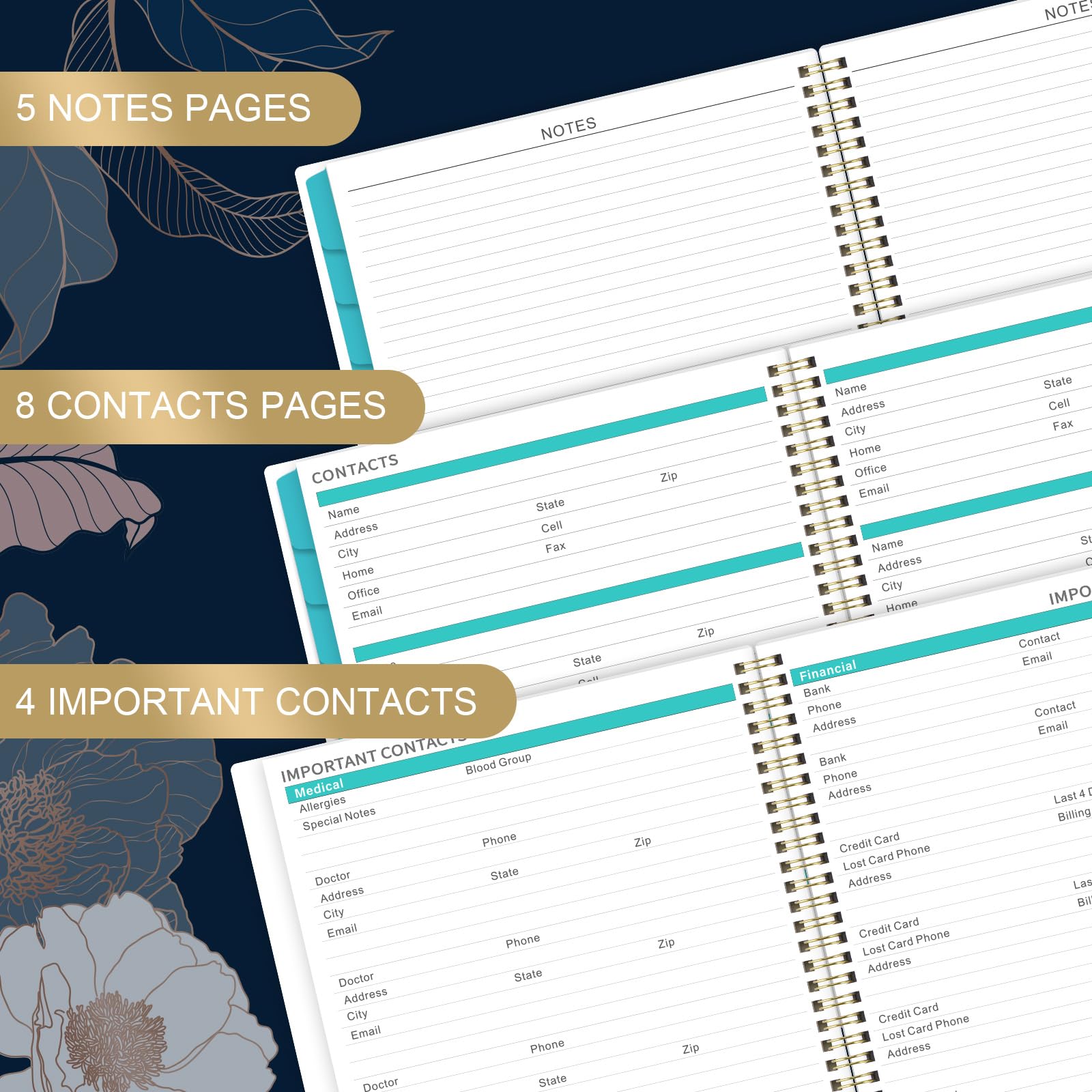 2025-2026 Monthly Planner Calendar | July 2025-December 2026 | 8.5 x 11 Inches | Floral Design with Back Pocket & Twin-Wire Binding | Perfect for Work, School & Personal Organization