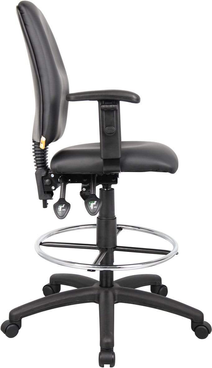 Boss Multi-Function LeatherPlus Drafting Stool [B1645] - Adjustable Height Office Chair for Architects, Artists & Home Office Use