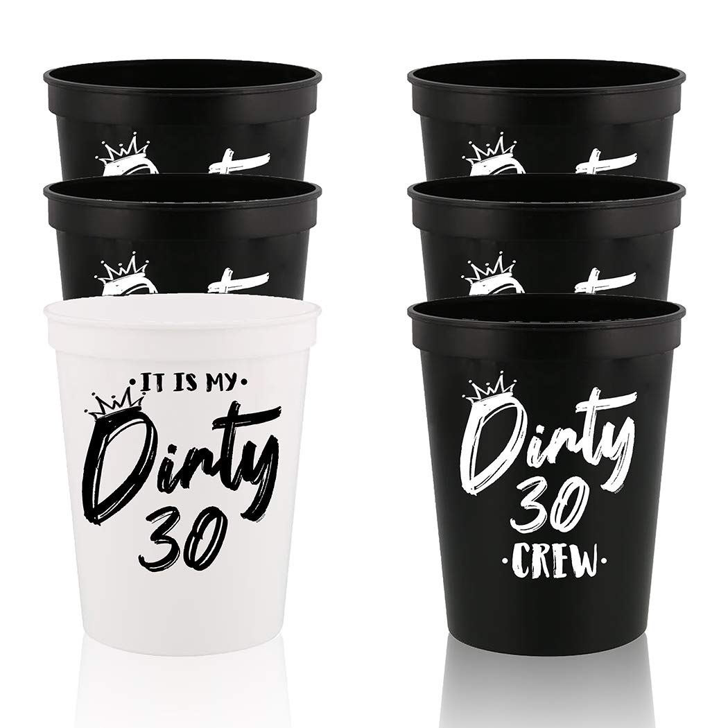 Dirty 30 Birthday Party Cups - 30th Birthday Favors, Wedding & Bachelorette Party Decorations - Funny Stadium Crew Cups for 30th Birthday Celebrations, Wedding Favors & Special Occasions - Perfect for Birthday Parties, Bachelorette Events & Wedding Receptions