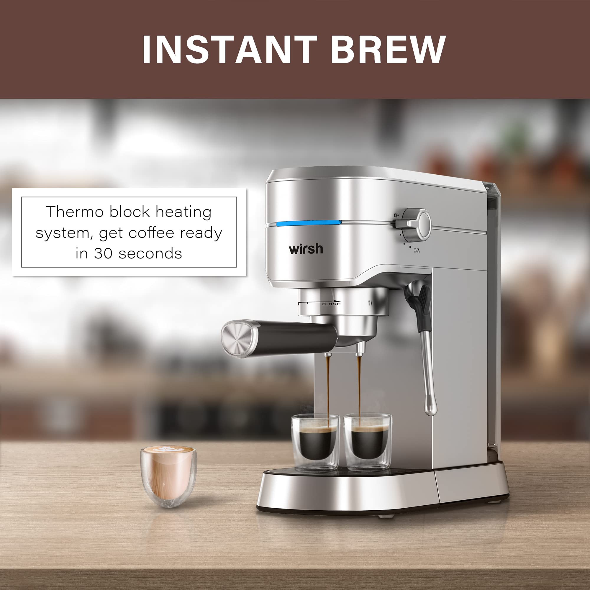Premium 20 Bar Espresso Machine with Commercial Steamer - Perfect for Lattes & Cappuccinos - 42oz Removable Water Tank - Stainless Steel Home Barista Coffee Maker - Ideal for Home Cafes, Office Break Rooms & Coffee Enthusiasts