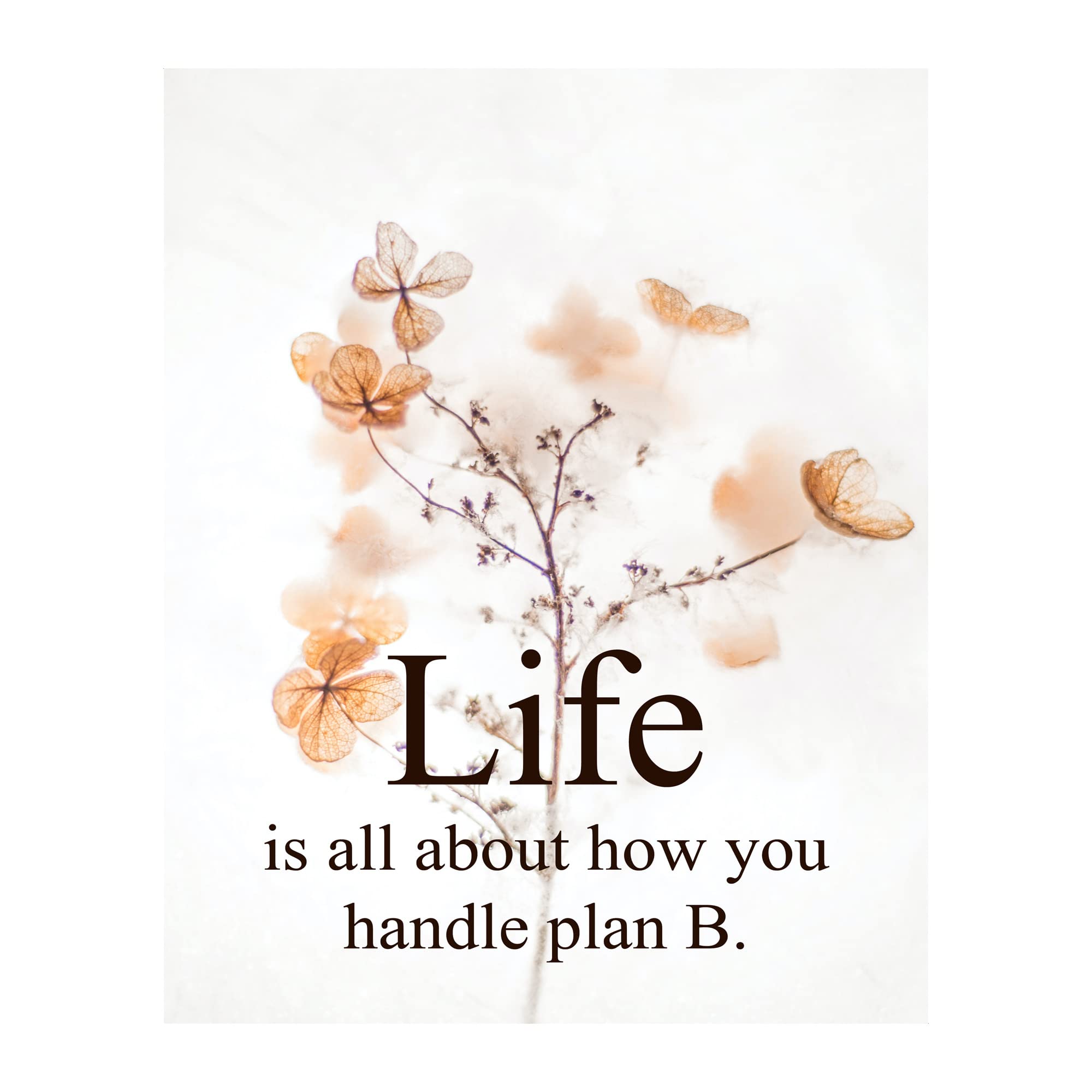 Plan B Flowers Home Decor - Inspirational Floral Wall Art Print for Living Room, Bedroom & Classroom (8x10 Unframed) - Motivational Decor for Home, Office & Dorm Aesthetic