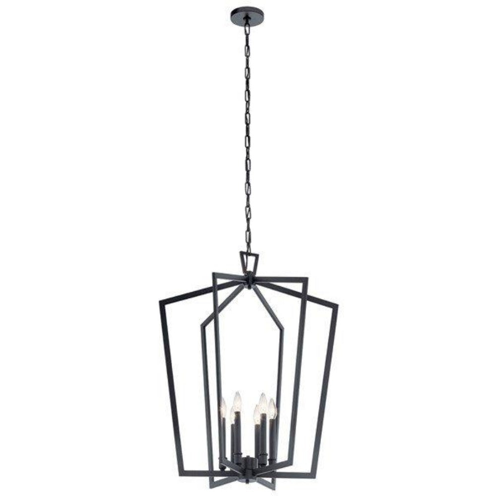 Marc Linear Chandelier - Modern 6-Light Crystal Pendant Lighting Fixture for Dining Room, Kitchen Island & Entryway | Elegant Gold Finish Glass Shade Contemporary Ceiling Light