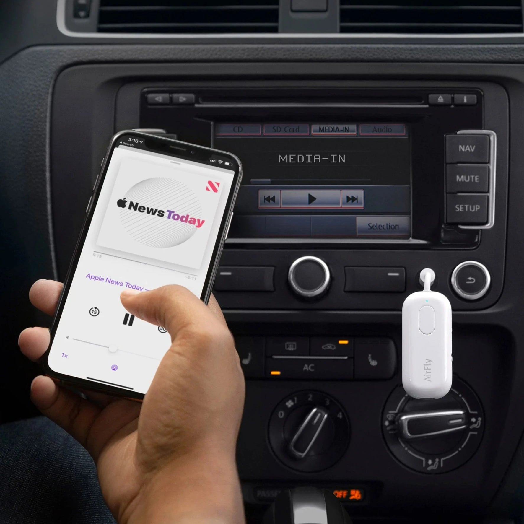 AirFly Pro Wireless Bluetooth Audio Adapter - AUX IN & OUT for Car, Home Stereo, Headphones | Stream Music Wirelessly from Phone to Speakers