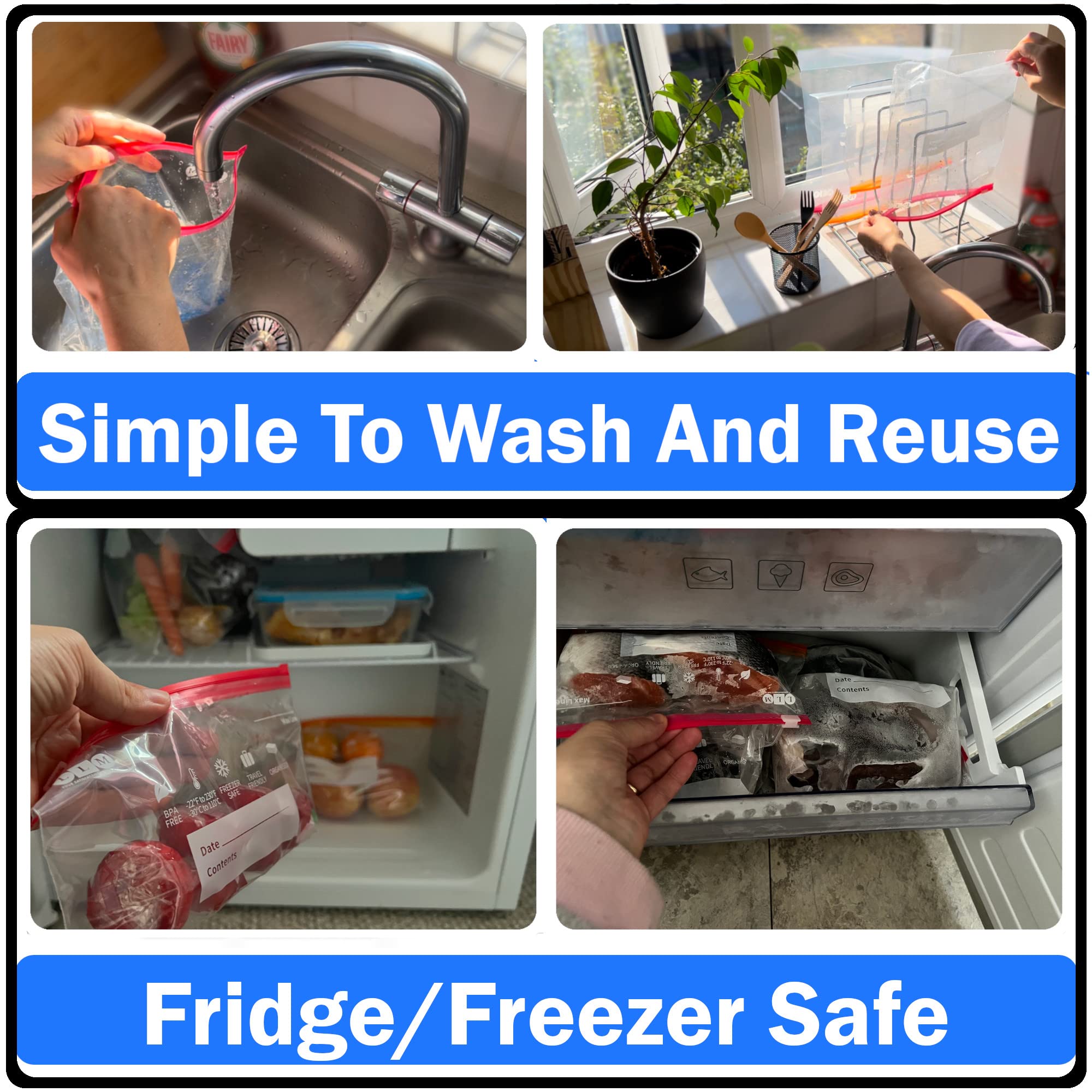 LLM Premium Gallon Freezer Bags - Heavy Duty Stand & Fill Expandable Bottom Ziplock Bags (30 Pack) | BPA Free Food Storage Solution for Freezing, Meal Prep & Bulk Groceries | Includes Both US & UK Gallon Sizes