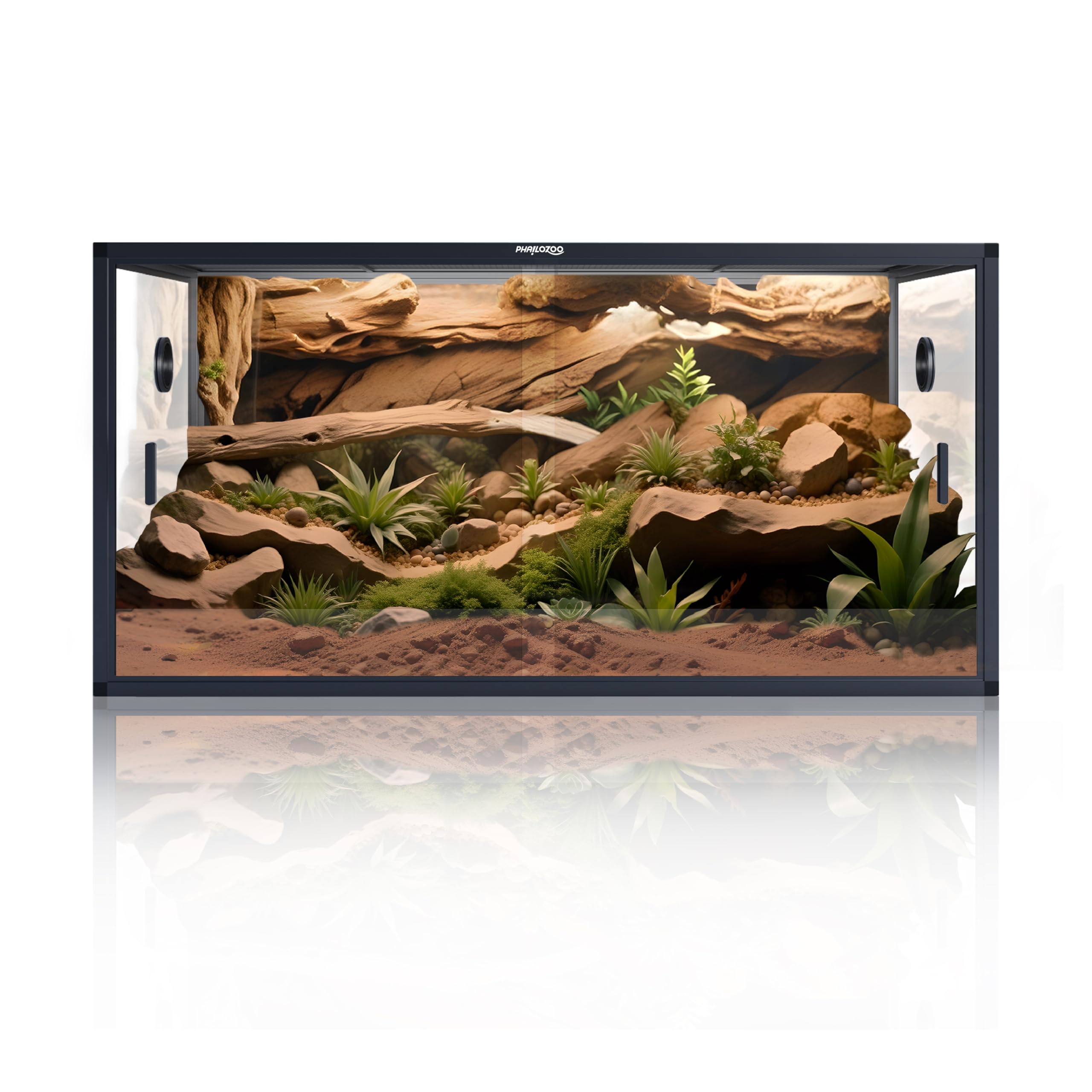 120 Gallon Reptile Terrarium Tank - 48x24x24 Inch Large Reptile Enclosure with Sliding Door & Top Screen Ventilation - Front Opening Glass Habitat for Lizards, Snakes, Geckos - Perfect for Home, Office or Classroom Reptile Display