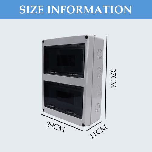 IP65 Rated 24-Way Waterproof Electrical Distribution Box - ABS Plastic Outdoor/Indoor Circuit Breaker Enclosure with DIN Rail (355x275x110mm) for Power Distribution, Solar Systems & Telecom Installations