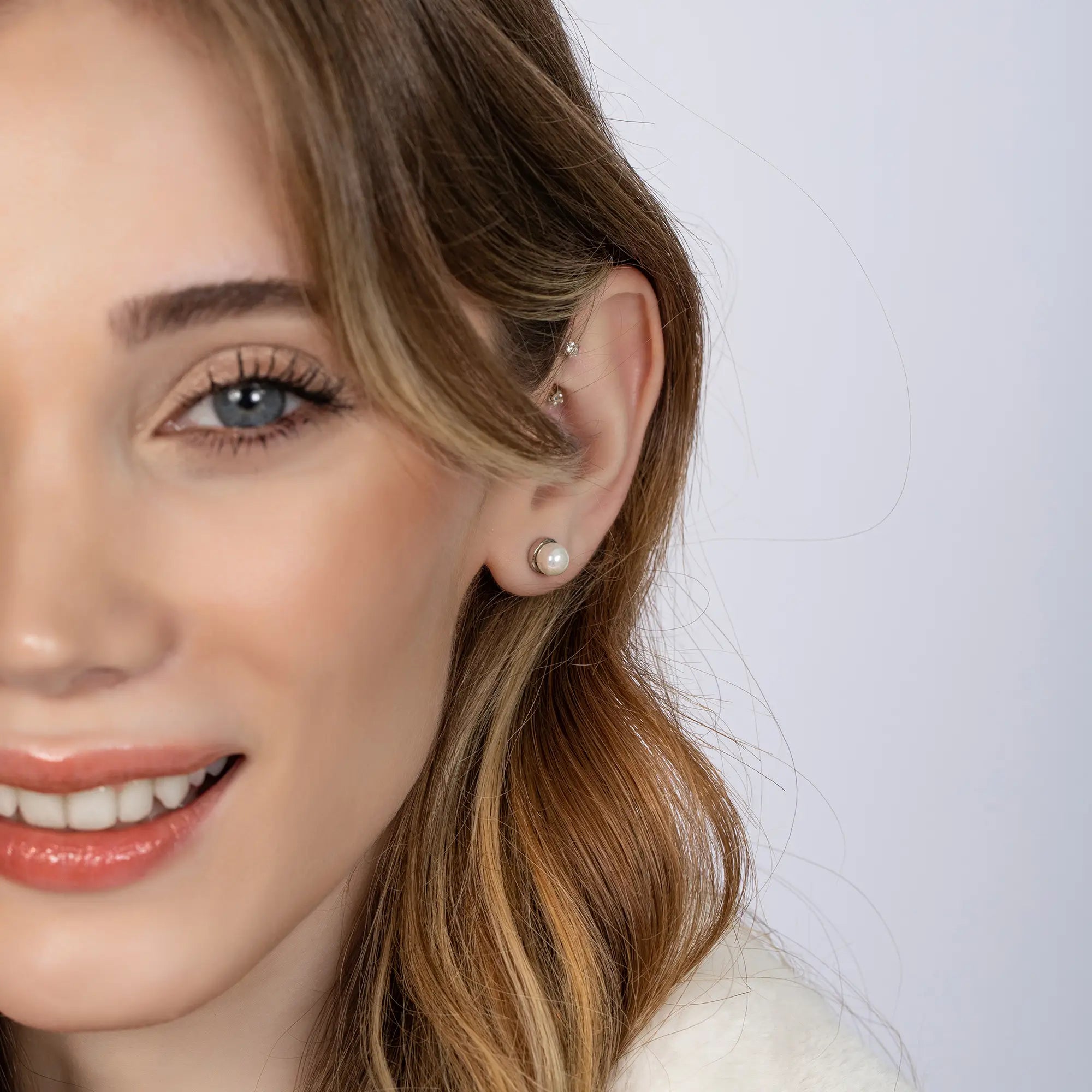 Pearl Stud Earrings for Women - Classic White Freshwater Pearl Earrings with Sterling Silver Post - Perfect for Weddings, Parties & Everyday Elegance