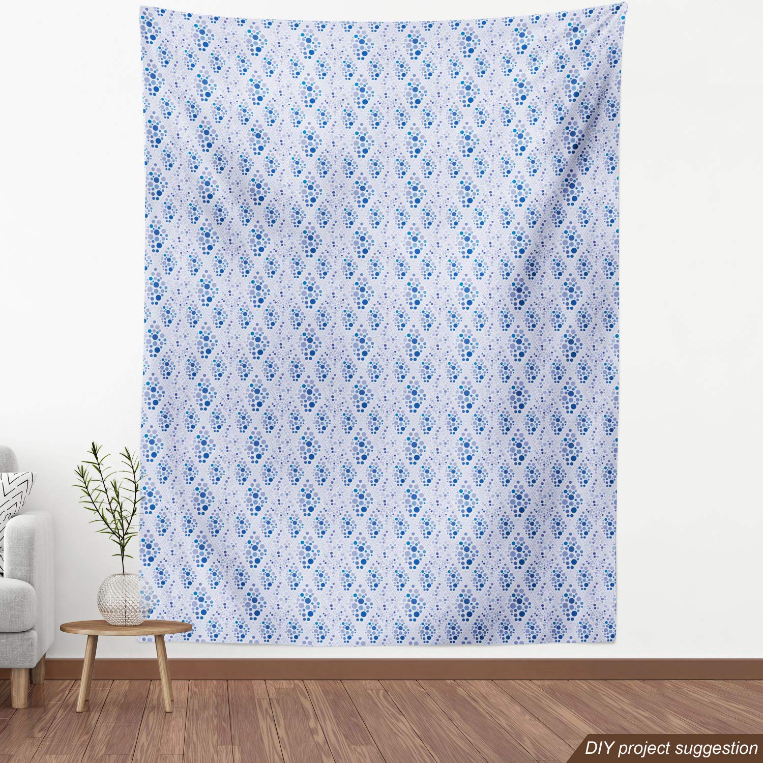 Ambesonne Abstract Fabric by The Yard - Pastel Rhombus & Bubble Pattern Contemporary Decorative Fabric for Upholstery, Curtains & DIY Home Decor (5 Yards, Ceil Blue) | Perfect for Sofa Covers, Throw Pillows & Wall Hangings