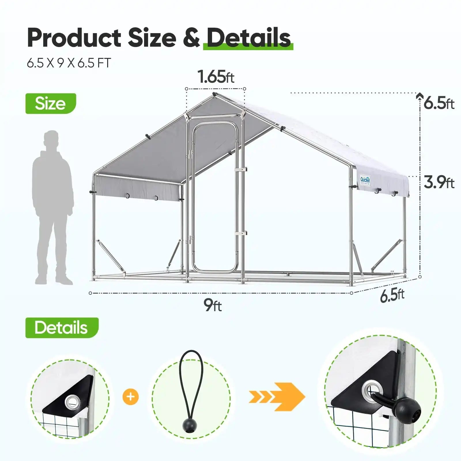 Large Metal Chicken Coop Run - Durable Outdoor Poultry Pen for Hens & Roosters - Perfect for Backyard Farming & Free Range Chicken Keeping