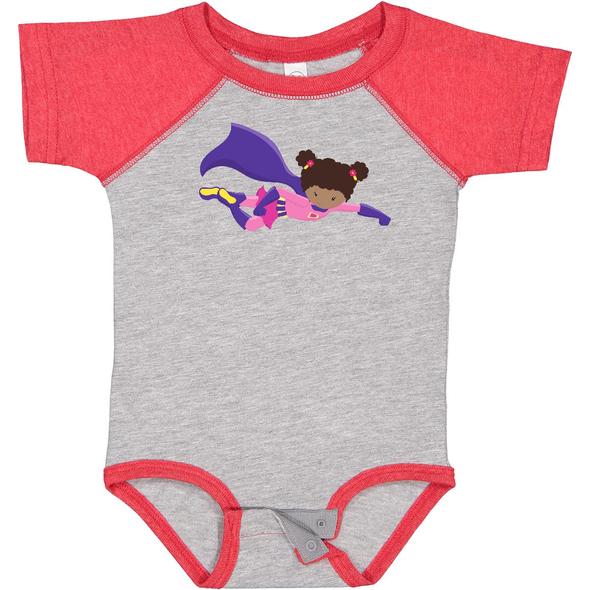 Inktastic African American Superhero Girl Baby Bodysuit with Cape - Cute Infant Onesie for Playtime, Dress Up & Superhero Costume Parties