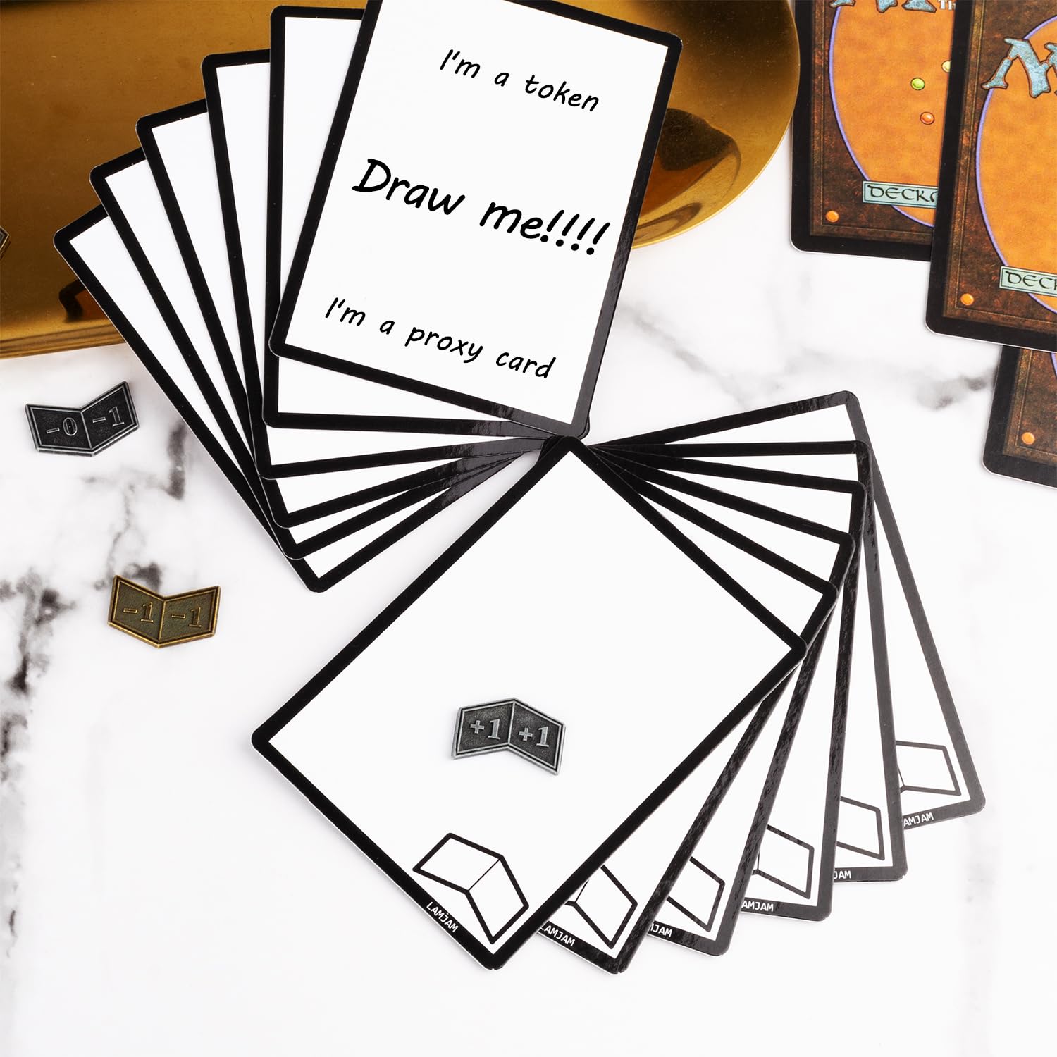 50-Piece Reusable Dry Erase MTG Tokens with Marker - Double-Sided Magic The Gathering Proxy Cards for DIY Game Accessories | Perfect for MTG Tournaments, Casual Play & Custom Card Creation