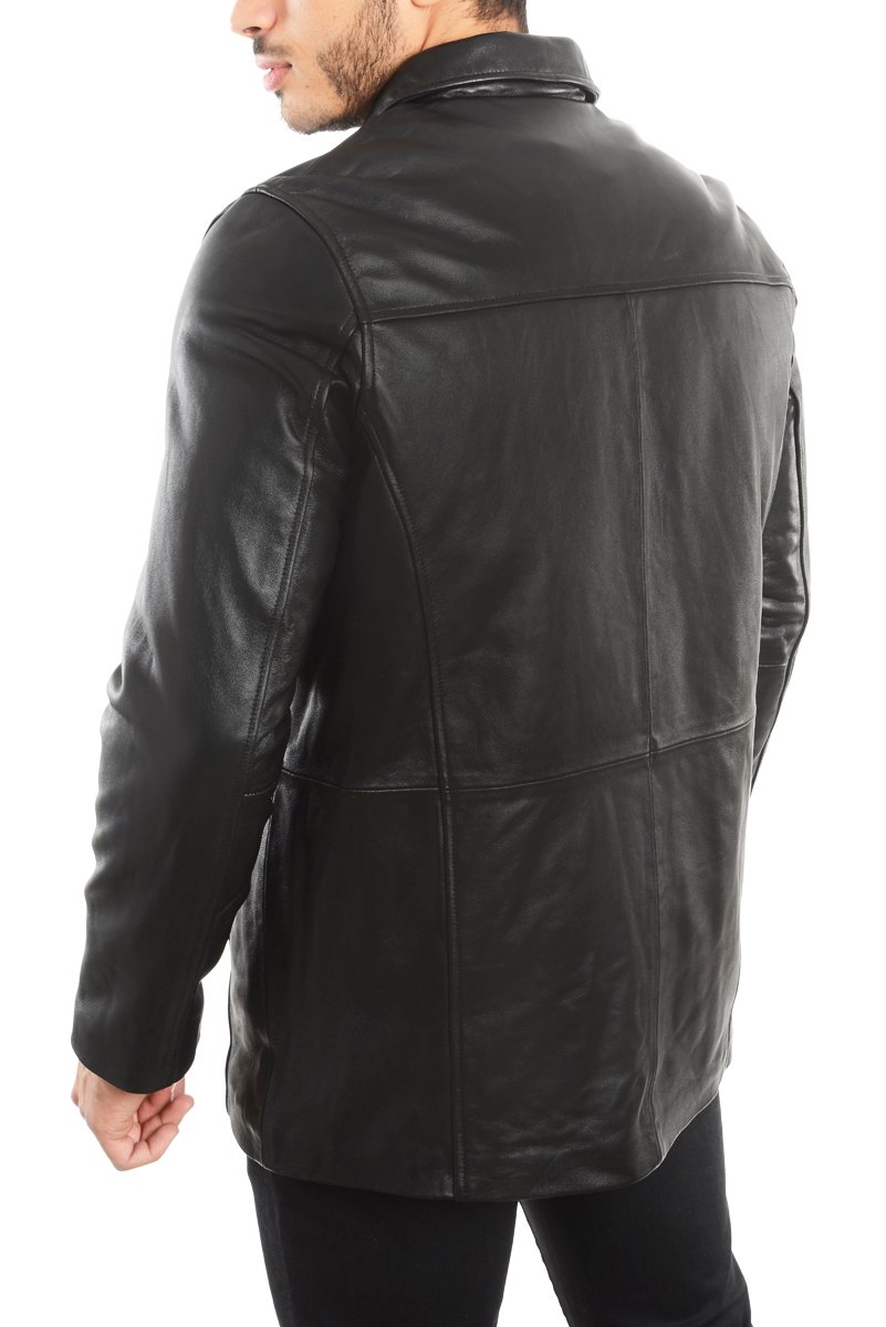 REED EST. 1950 Men's Genuine Lambskin Leather Jacket - Classic 4-Button Car Coat for Fall & Winter | Perfect for Business Casual, Outdoor Activities & Date Nights