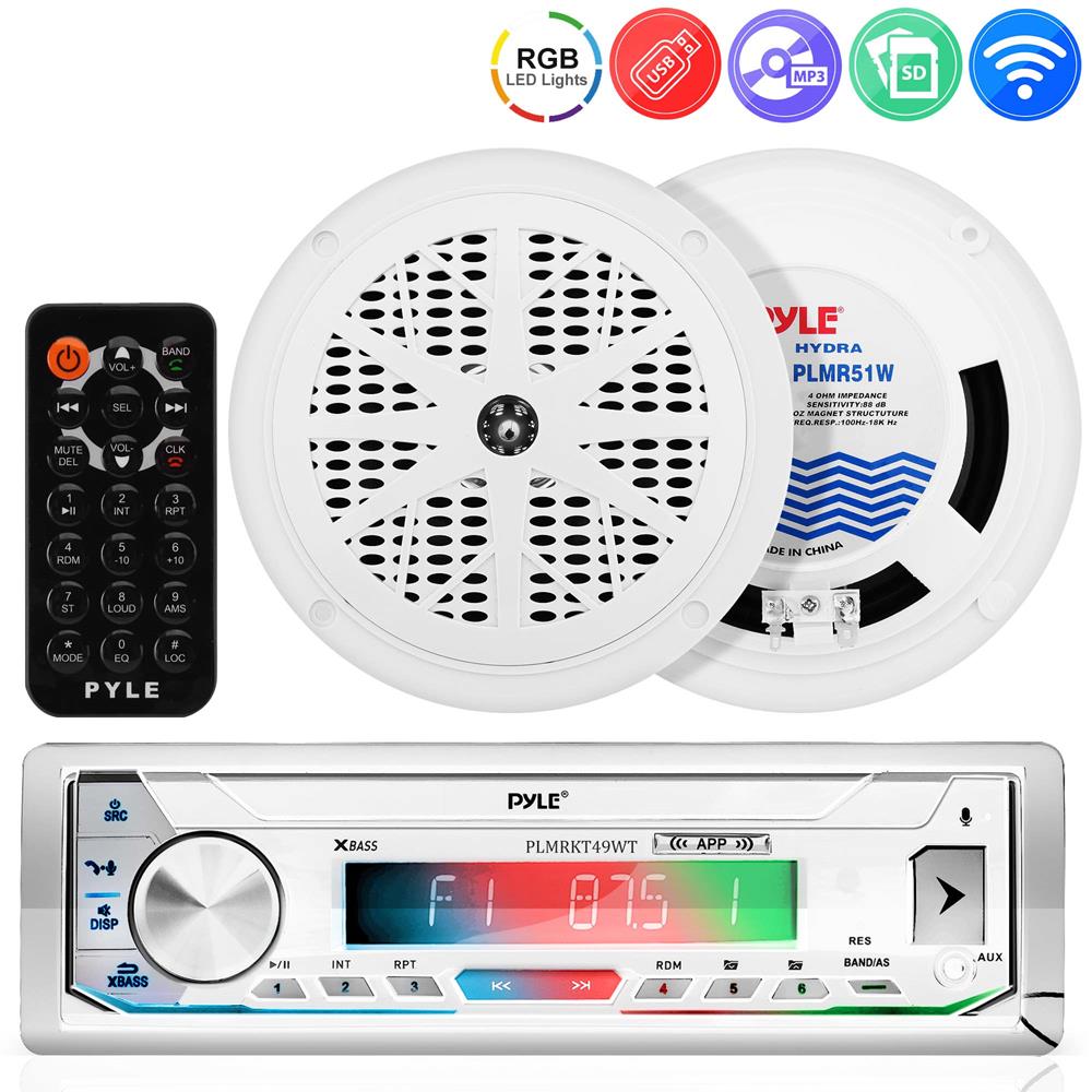 Marine Bluetooth CD/MP3 Car Stereo Receiver - Waterproof Marine Audio System with USB/AUX Input for Boats, Yachts & Outdoor Vehicles | Perfect for Fishing, Sailing & Road Trips