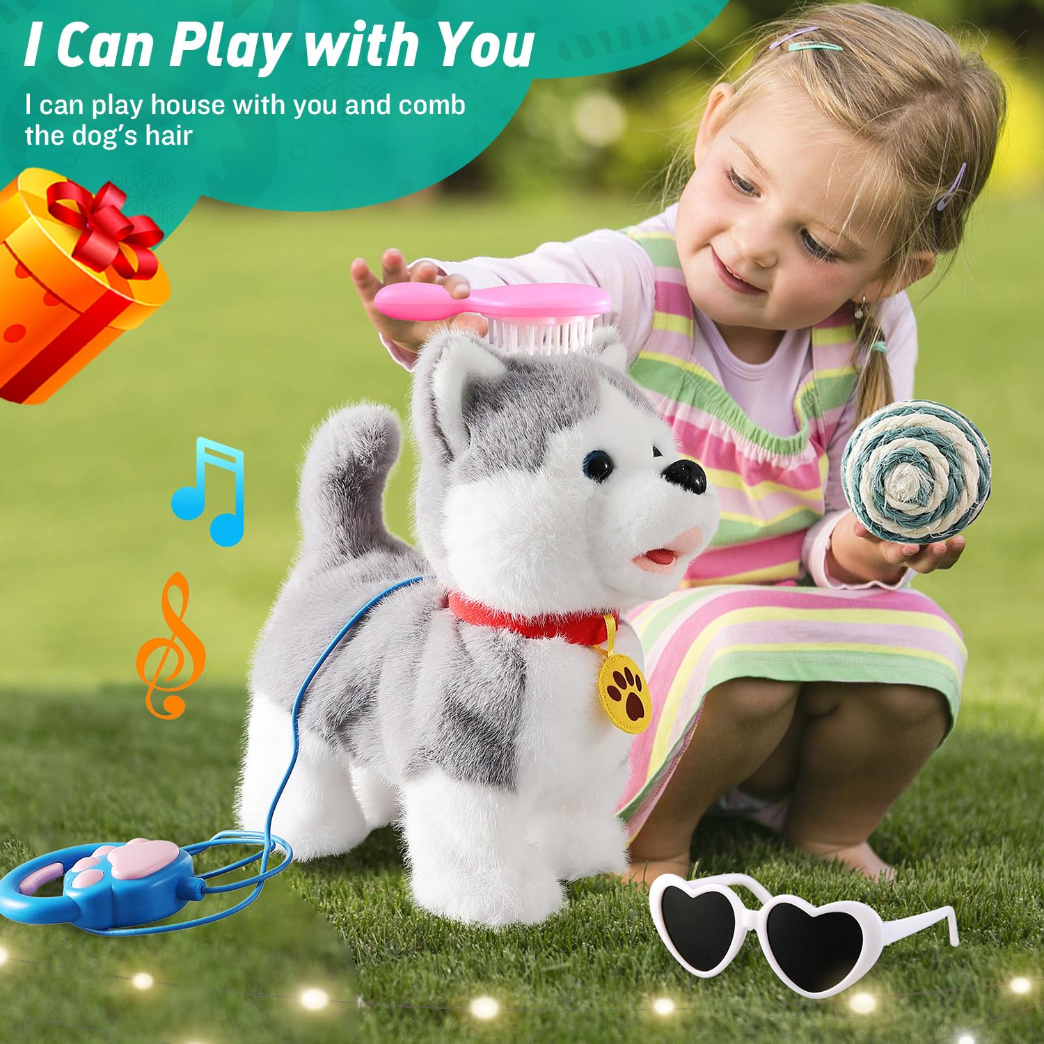 Interactive Husky Walking & Barking Dog Toy for Kids - Realistic Licking Tongue, Wagging Tail & Voice Repeater - Remote Control Puppy Robot for Boys & Girls - Perfect Birthday Gift for Toddlers (Great for Indoor Play, Learning & Pet Simulation)