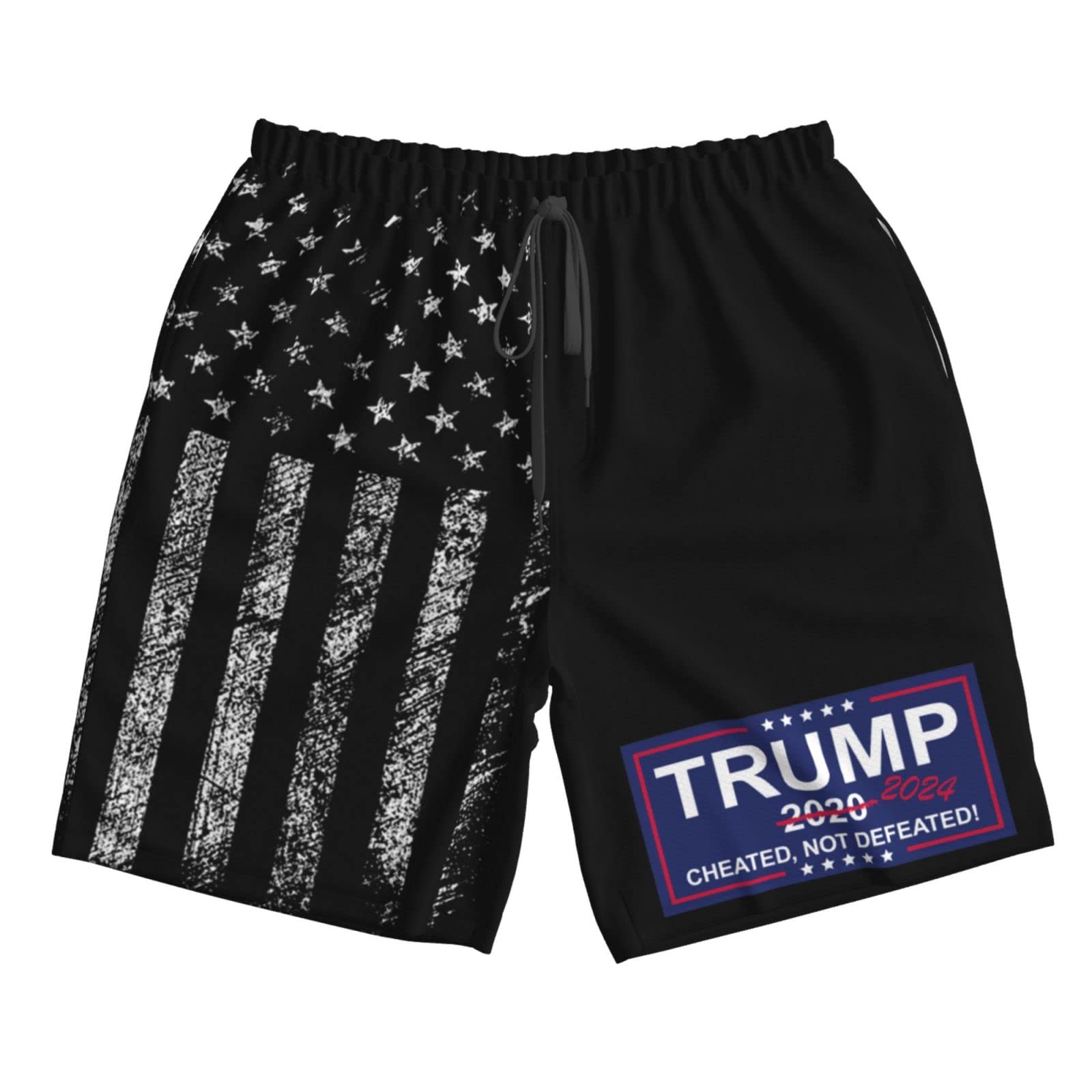 Funny Trump 2024 Cheated Not Defeated Gifts - Men's Mesh Basketball Shorts - Breathable & Comfortable Athletic Shorts for Workout, Running, Gym & Casual Wear