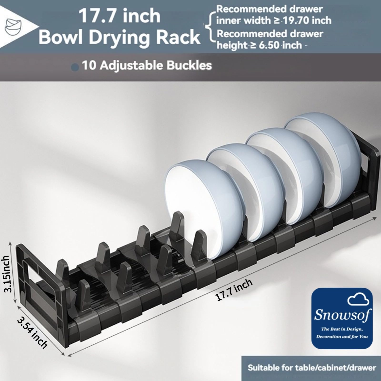 Stainless Steel Dish Drying Rack - 17.7 Inch Adjustable Bowl & Plate Drainer with Pot Lid Holder - Space Saving Cabinet Organizer for Cutting Boards, Cooling Racks, Pots & Pans - Perfect for Kitchen Countertop, Sink Side & Small Space Organization