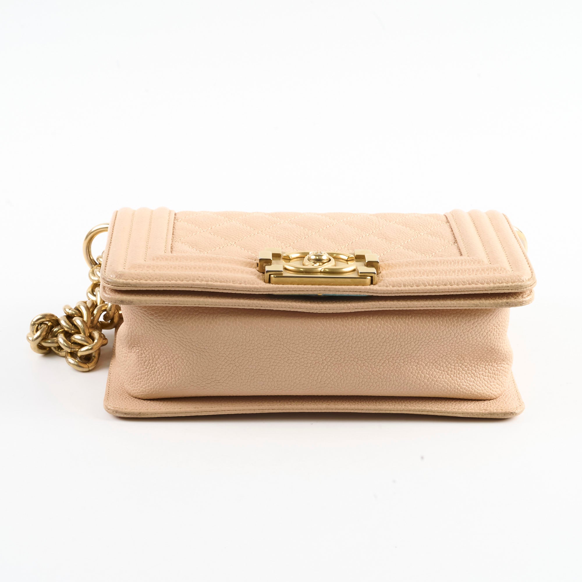 Chanel Small Boy Bag in Caviar Leather Beige - Luxury Designer Handbag for Women, Perfect for Parties & Evening Events