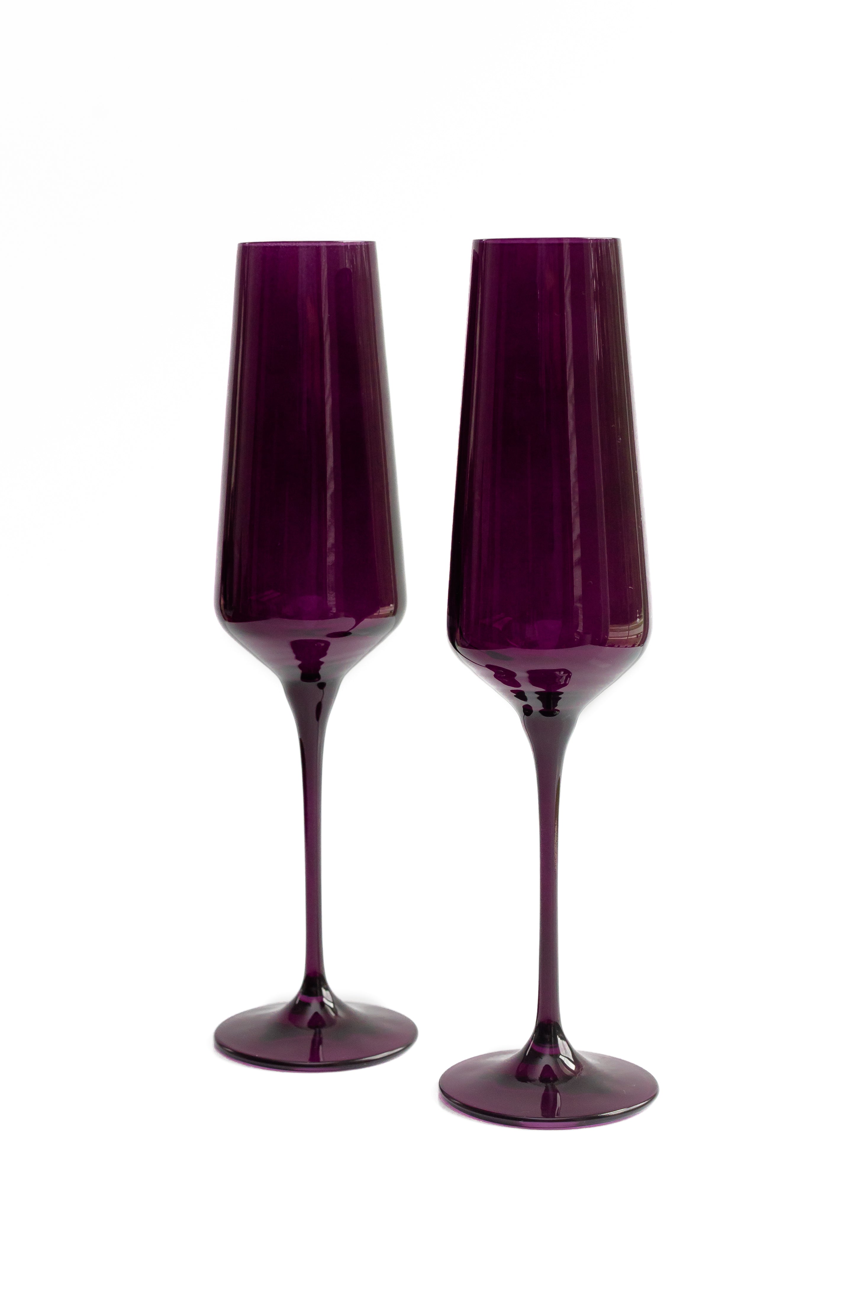 Elegant Estelle Colored Champagne Flutes Set of 2 - Amethyst Purple Glassware for Wedding, Anniversary & Romantic Celebrations
