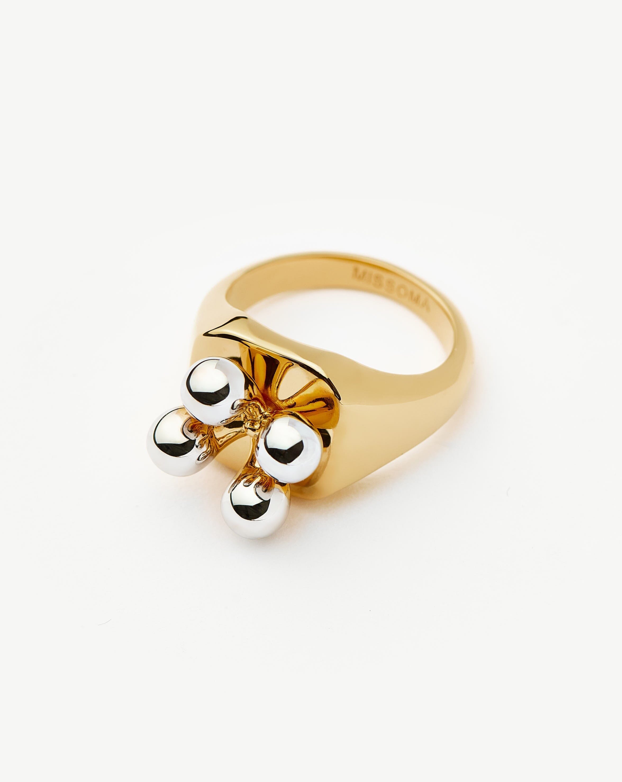Kinetic Atom Spinning Signet Ring for Men & Women - Unique Mixed Metal Jewelry with Rotating Design - Perfect for Gifts, Weddings & Everyday Wear
