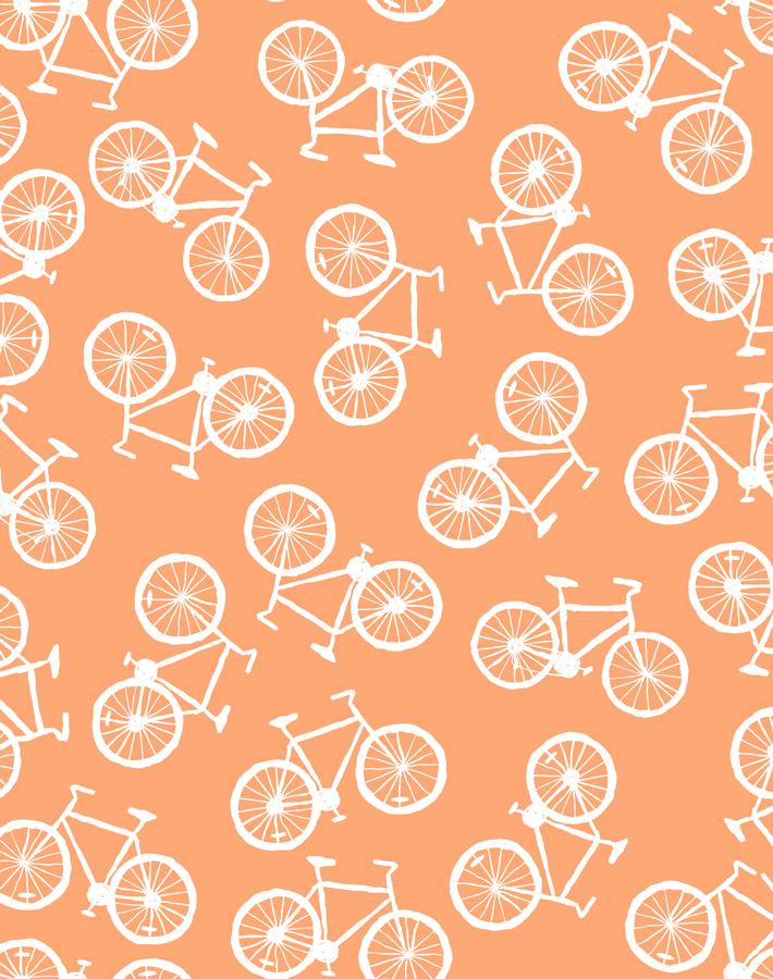 Tea Collection Creamsicle Bicycles Wallpaper - Vintage Cycling Theme Peel & Stick Wallpaper for Nursery, Bedroom, or Home Office Decor