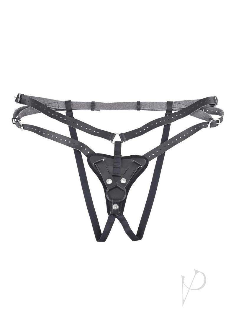 Aurora High Waisted Strap On Thong - Black Lingerie for Women | Sexy Underwear for Date Night & Special Occasions