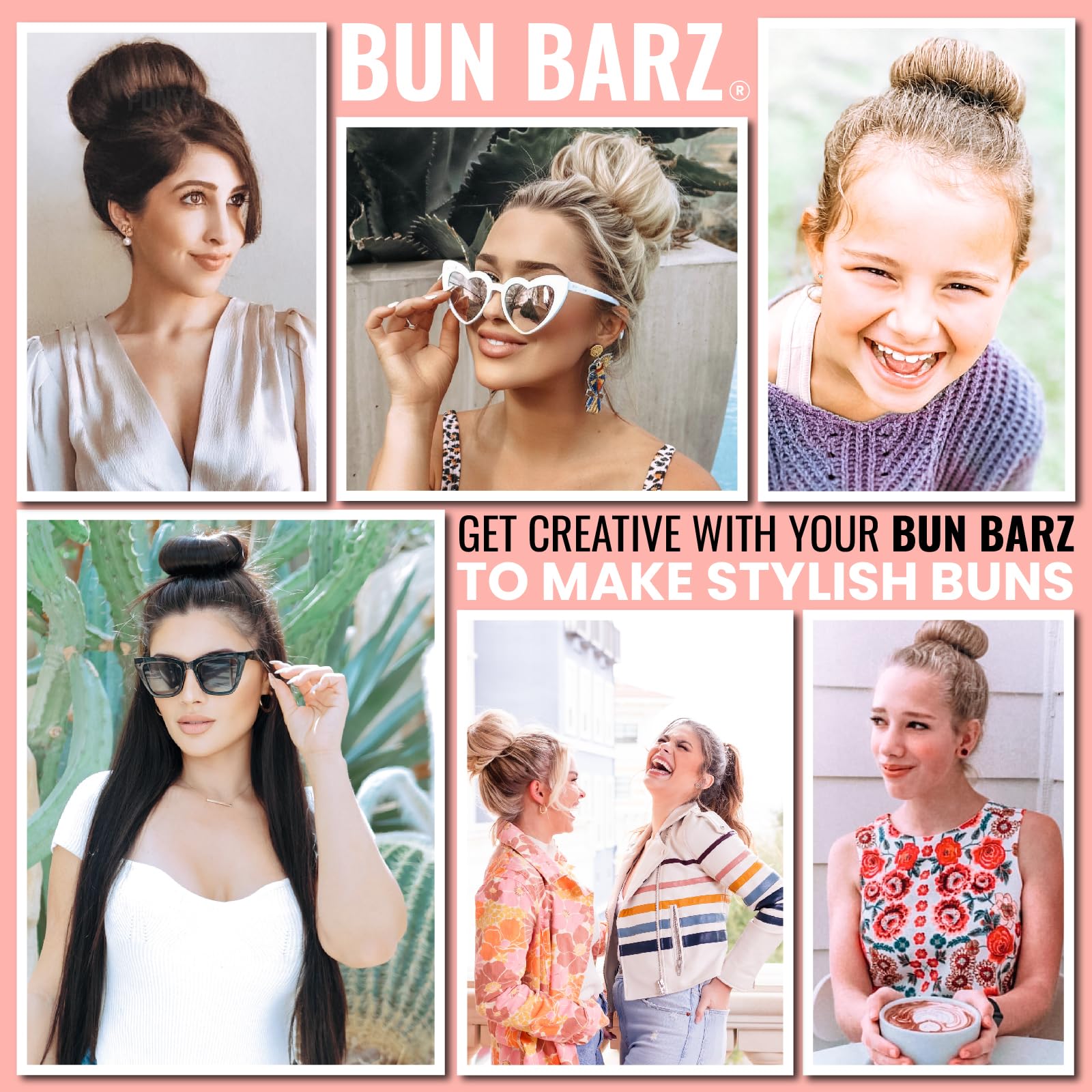 Original Patented No Damage Donut Hair Bun Maker - 2 Pack PONY-O Ponytail Holder BUN BARZ for Easy Hair Styling | Ballet Buns, Updos & Everyday Hairstyles | Black & Light Brown Hair Accessories (Perfect for Dancers, Gym & Work)