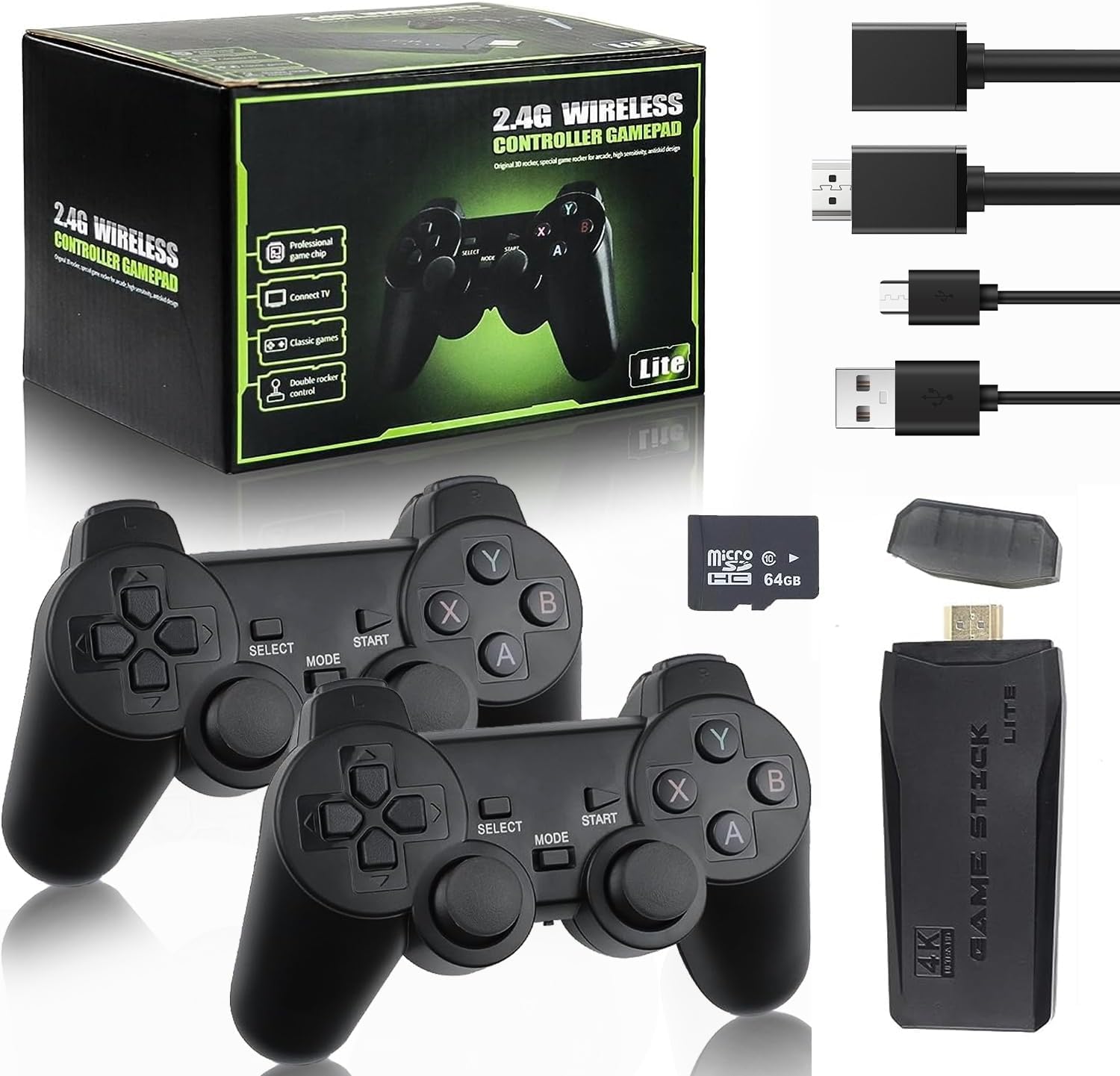 **M8 Retro Game Stick - Plug & Play Classic Gaming Console with 20,000+ Games, 9 Built-in Emulators, 4K HDMI Output, 64GB Storage & Wireless Controller - Perfect for Family Fun & Nostalgic Gaming on TV**    *(Use Case: Ideal for family entertainment, retro gaming enthusiasts, and reliving childhood memories with classic games on your modern TV.)*