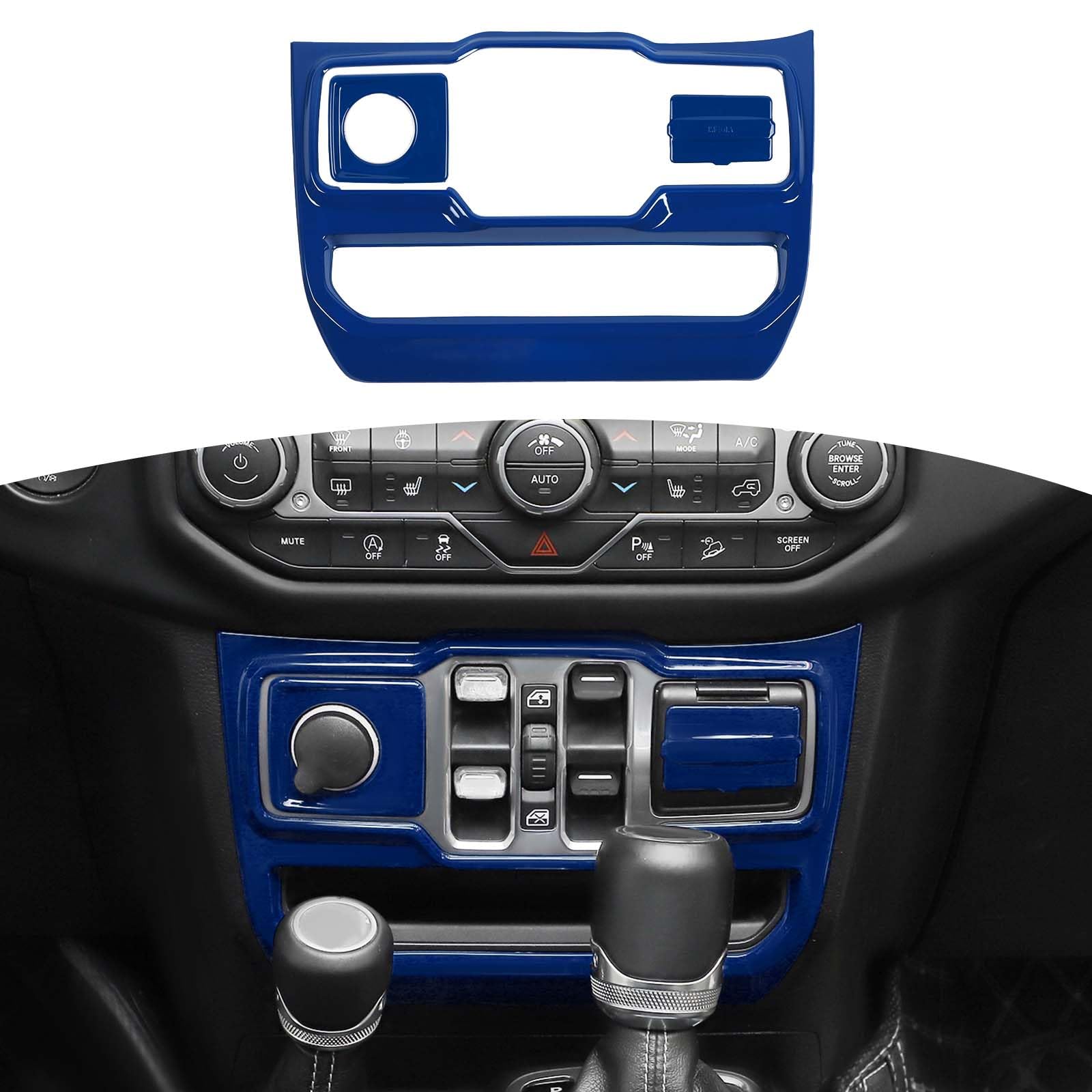 Jeep JL Center Dash Window Switch Panel Trim Cover - RT-TCZ for Jeep Wrangler JL JLU & Gladiator JT 2018-2024 | Blue Interior Accessories (3-Piece Set) | Perfect for Off-Roading & Interior Customization