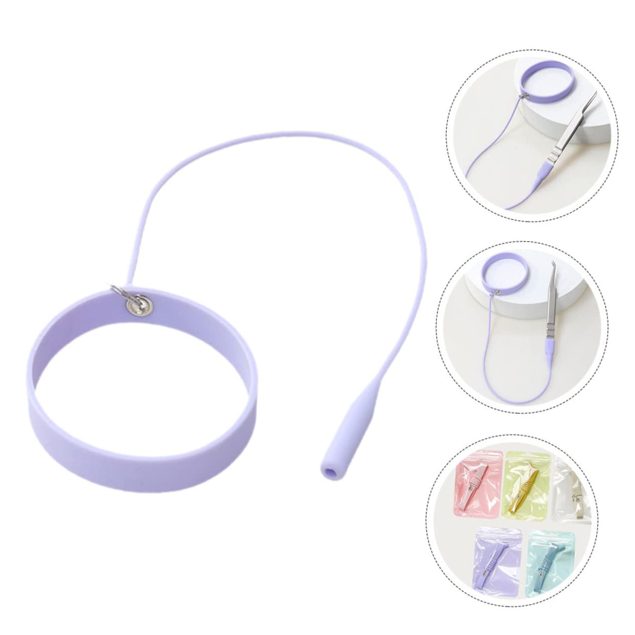 Minkissy 5-Piece Professional Eyelash Extension Kit - Silicone Bracelet Tweezer Holder, Lash Lift Tape, Ergonomic Purple Lash Tweezers for Lash Techs & DIY Beauty - Perfect for Salon, Home Use & Professional Lash Artists
