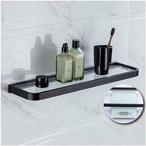 Black Wall Mounted Bathroom Shelf with Towel Rail - 40cm Rustproof Shower Storage Rack for Towels & Toiletries - Perfect for Small Bathrooms, Showers & Spa Areas