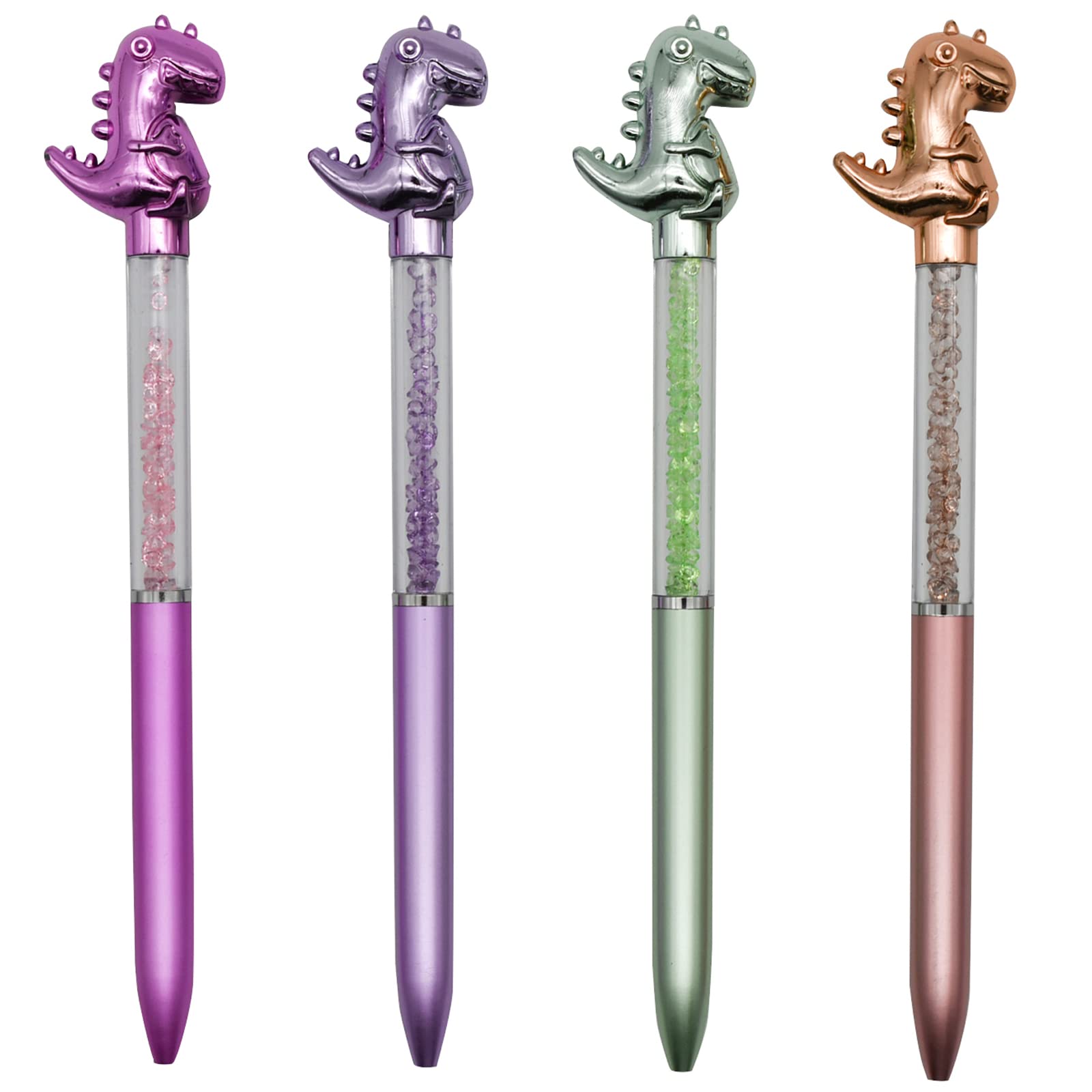 12-Pack Dinosaur Ballpoint Pens - Retractable Animal Bling Pens with Crystal Quicksand & Black Ink for School, Office, Party - Fun Writing Supplies for Kids, Students, Teachers & Dino Lovers