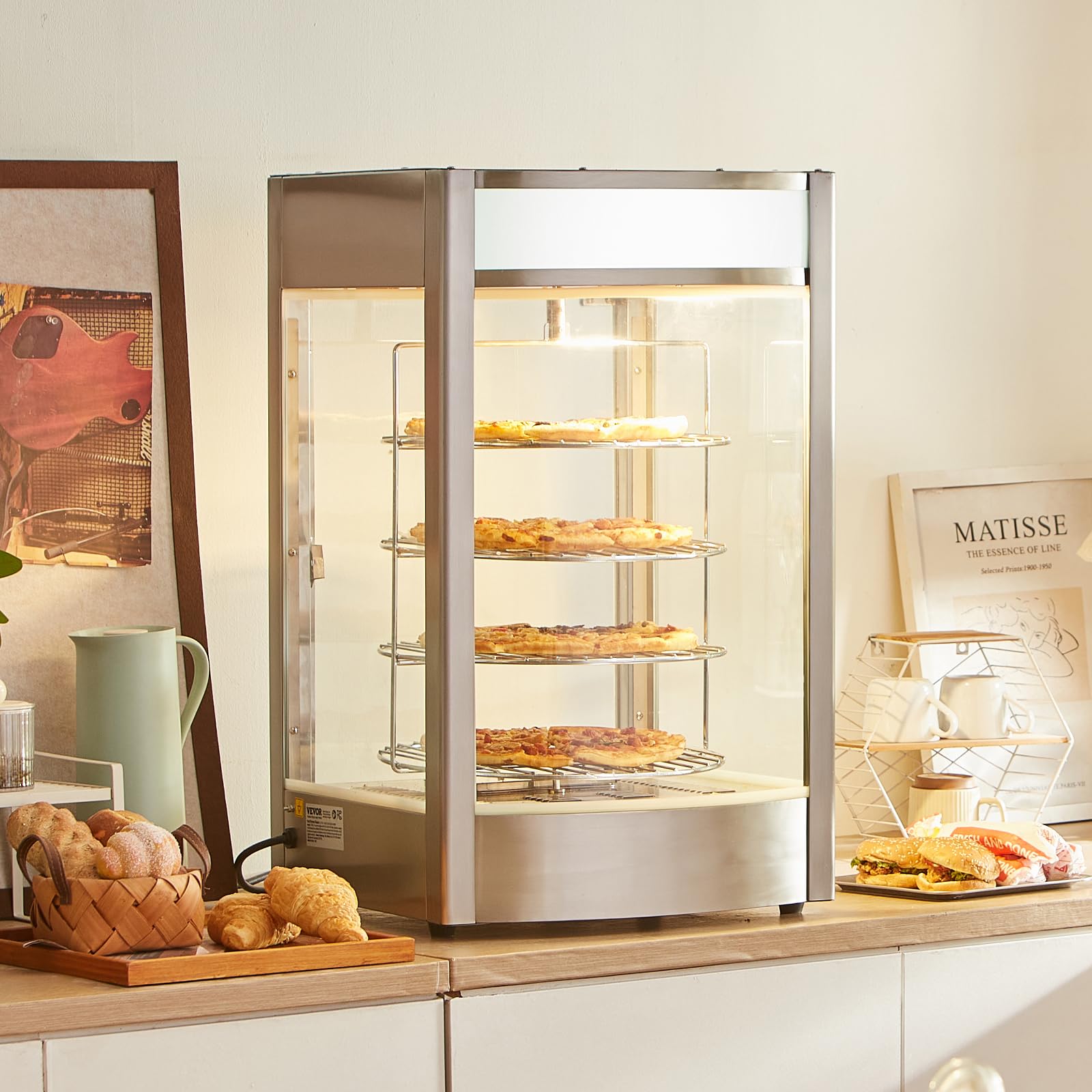 VEVOR 4-Tier Commercial Pizza Warmer with Rotary Steam Heating | 14