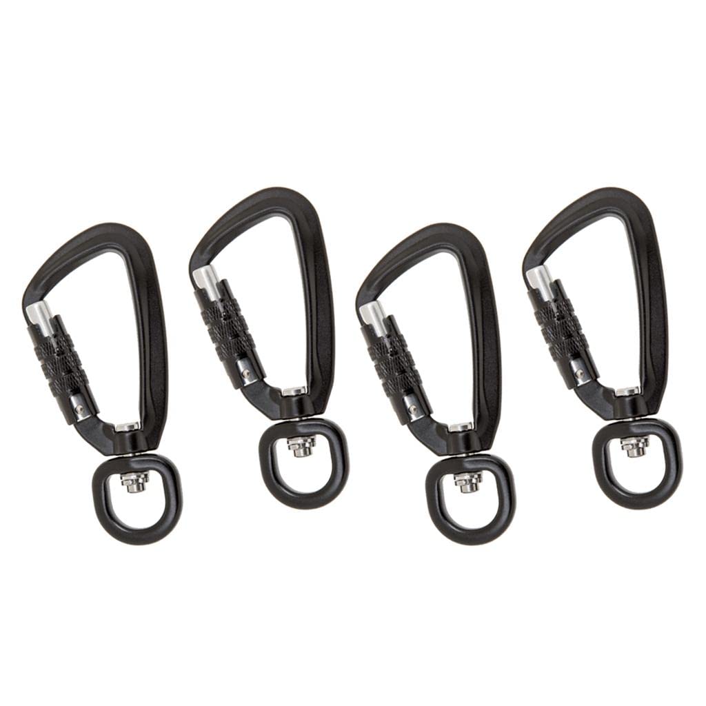 Self Locking Carabiner Clip - Heavy Duty D-Ring Keychain Hook with Rotating Ring for Outdoor Gear, Hiking, Camping, Hammocks & Backpack Accessories | Perfect for Keys, Dog Leashes, Tools & Equipment Organization